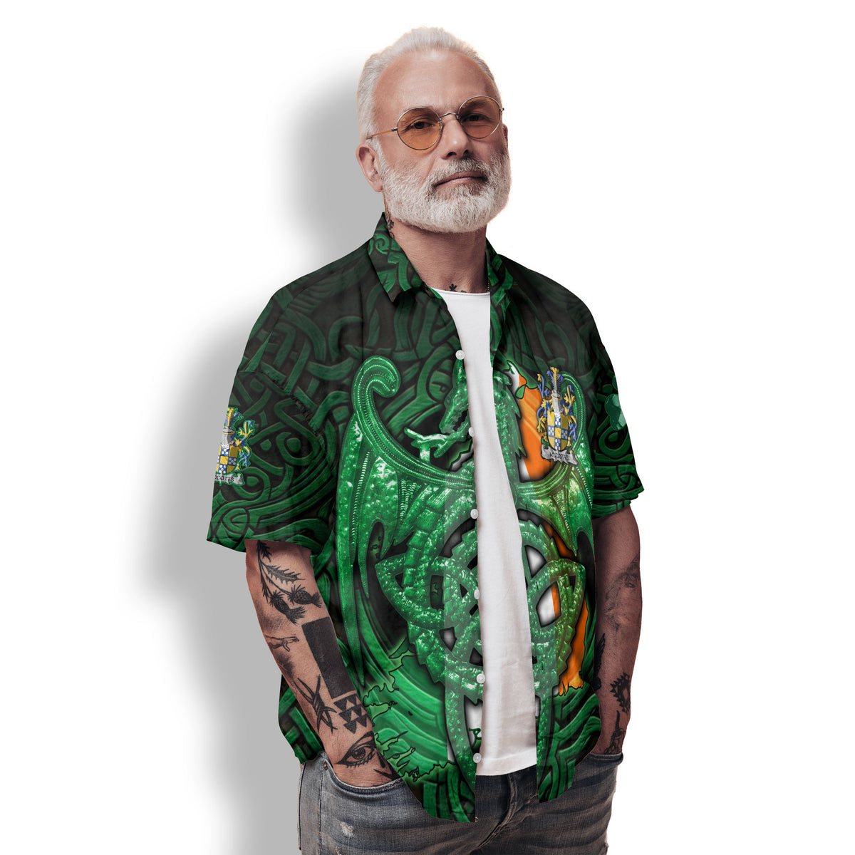 Accotts Hawaiian Shirts The Green Dragon Of Ireland Style