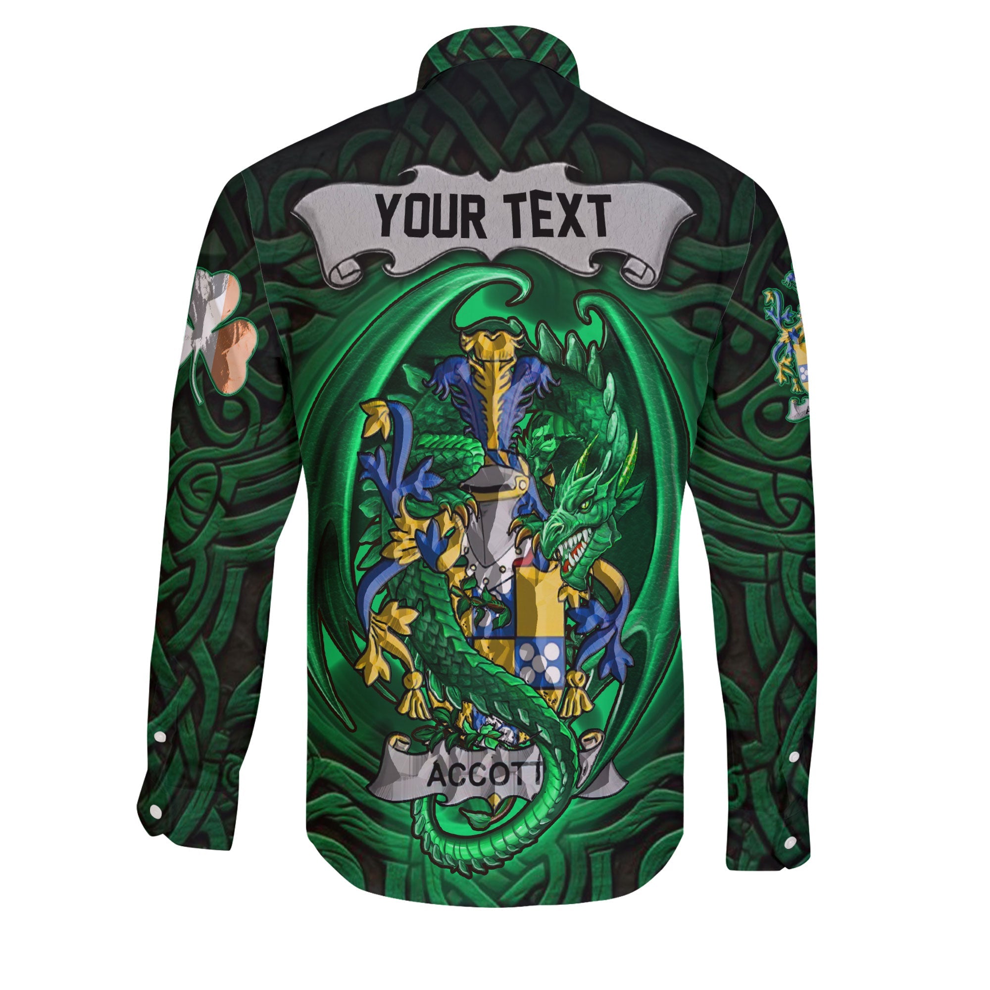 Accotts Long Sleeve Button Shirts The Green Dragon Of Ireland Style