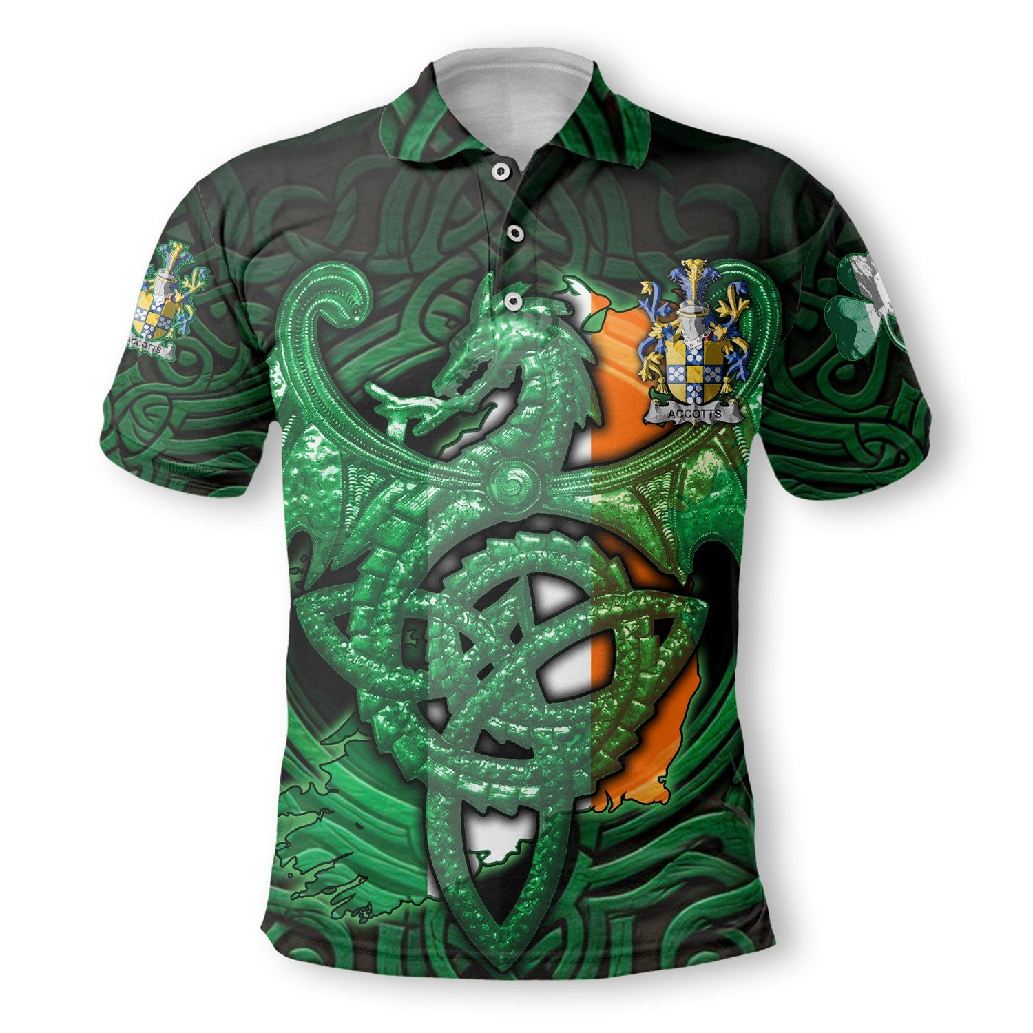 Accotts Polo Shirts The Green Dragon Of Ireland Style