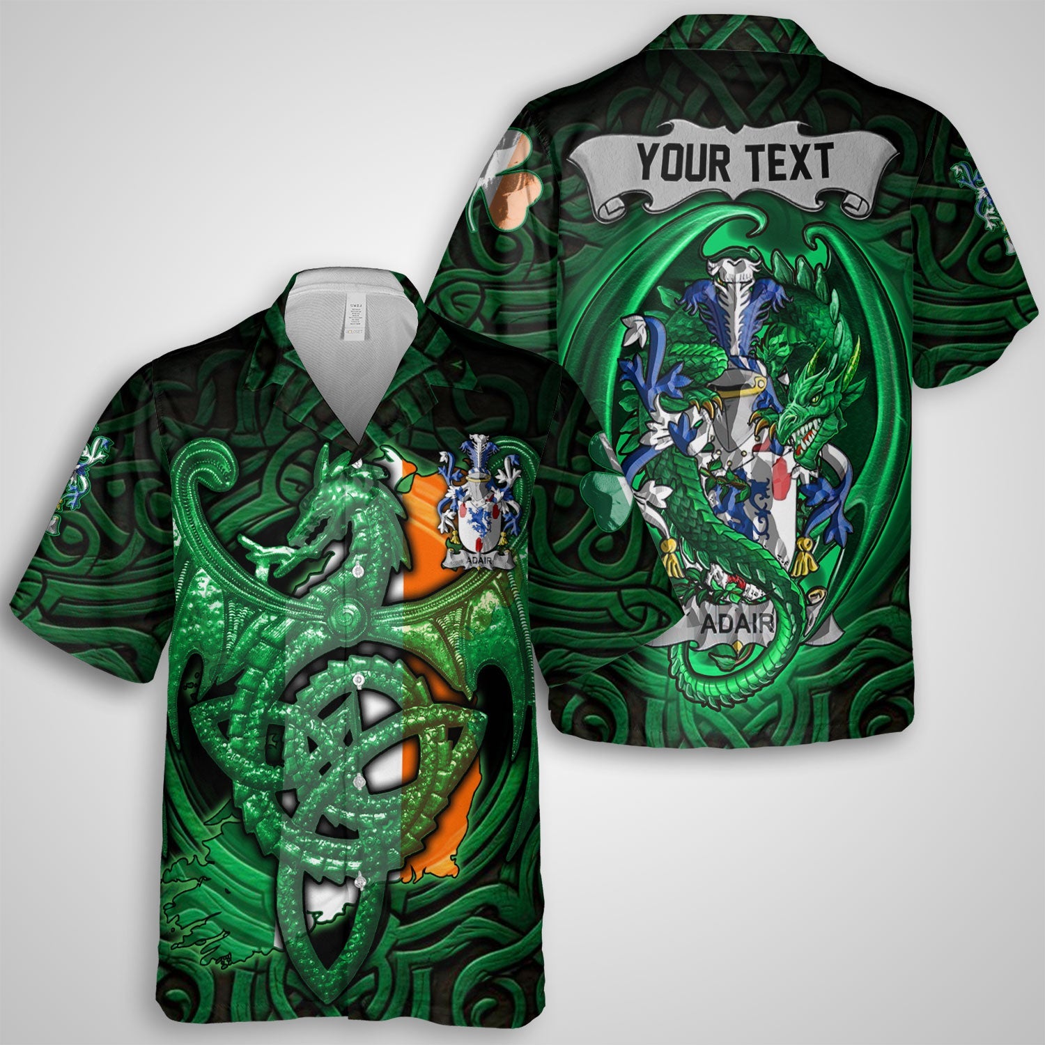 Adair Hawaiian Shirts The Green Dragon Of Ireland Style