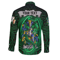 Agar Long Sleeve Button Shirts The Green Dragon Of Ireland Style