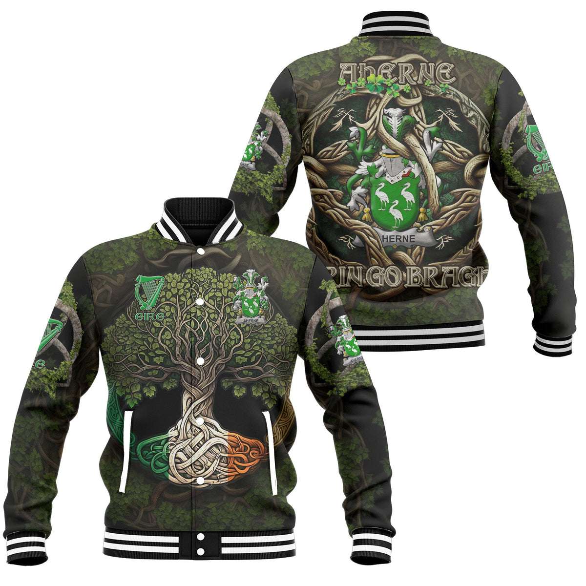 Aherne or Mulhern Baseball Jackets Ireland Is My Root Style