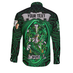 Aherne or Mulhern Long Sleeve Button Shirts The Green Dragon Of Ireland Style