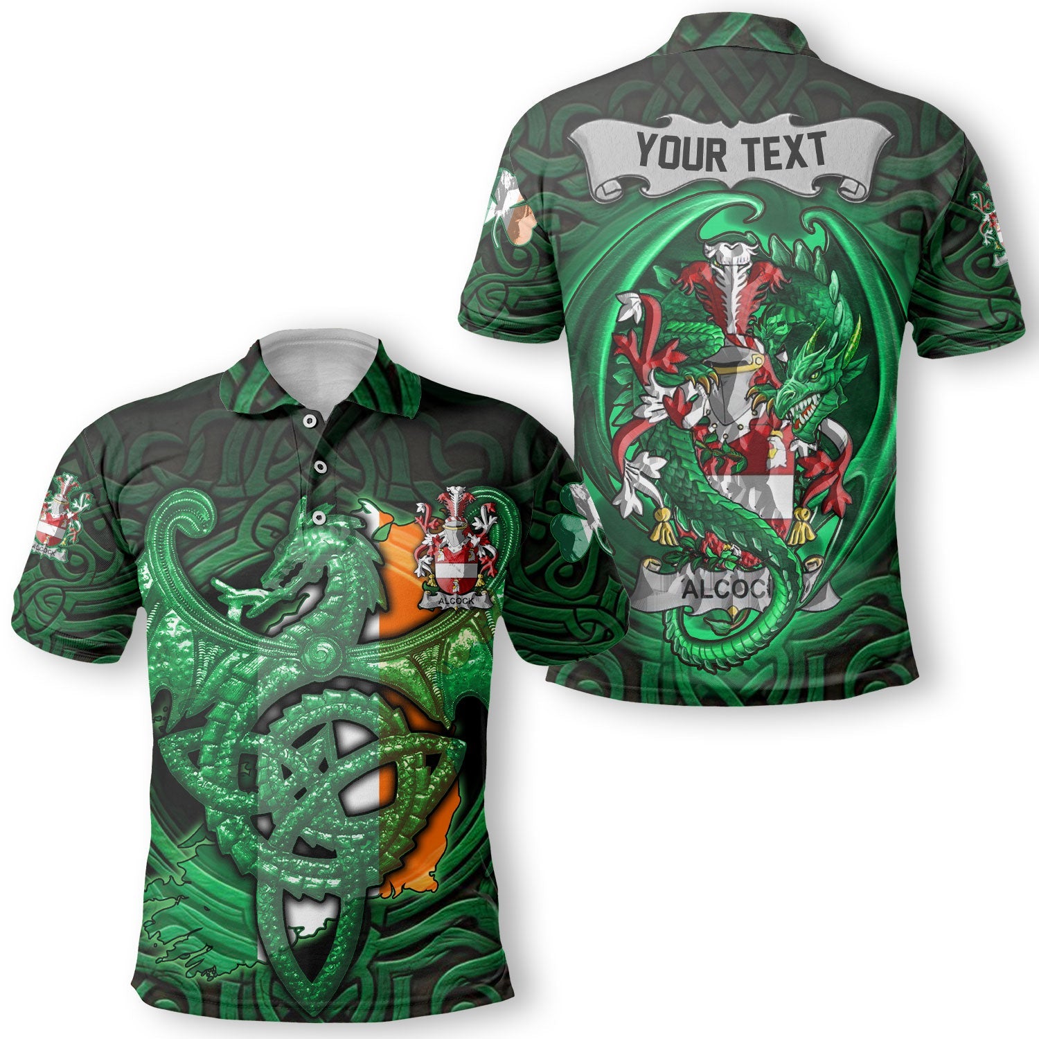 Alcock Polo Shirts The Green Dragon Of Ireland Style