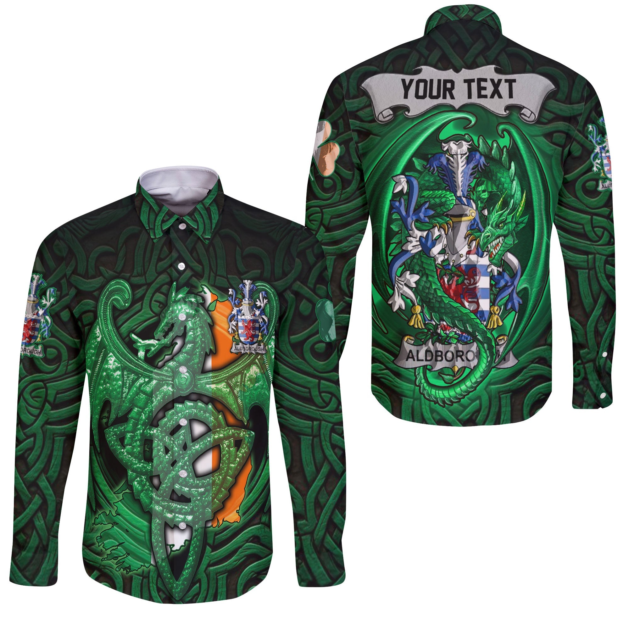 Aldborough Long Sleeve Button Shirts The Green Dragon Of Ireland Style