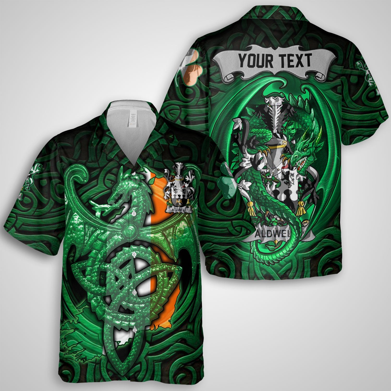 Aldwell Hawaiian Shirts The Green Dragon Of Ireland Style