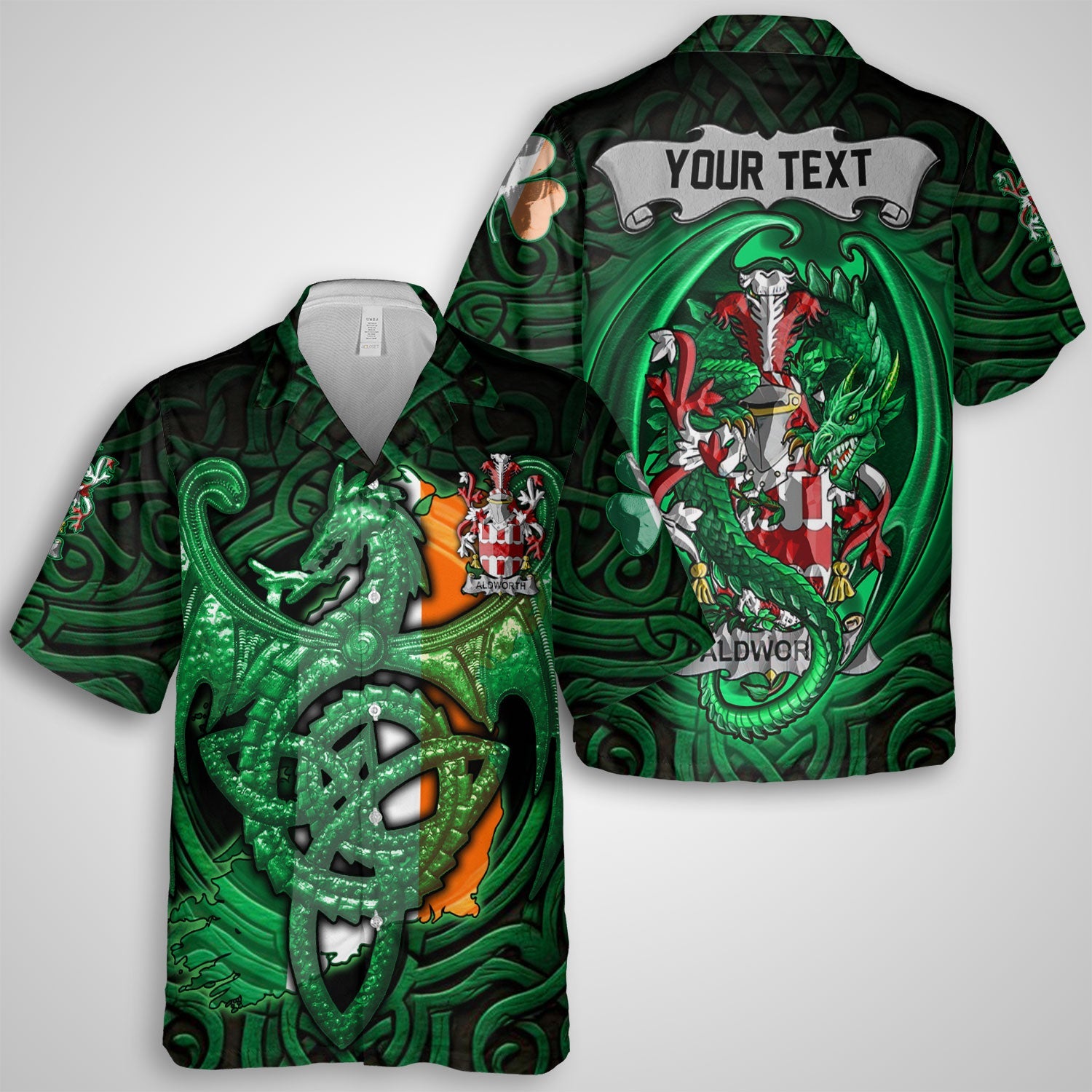 Aldworth Hawaiian Shirts The Green Dragon Of Ireland Style