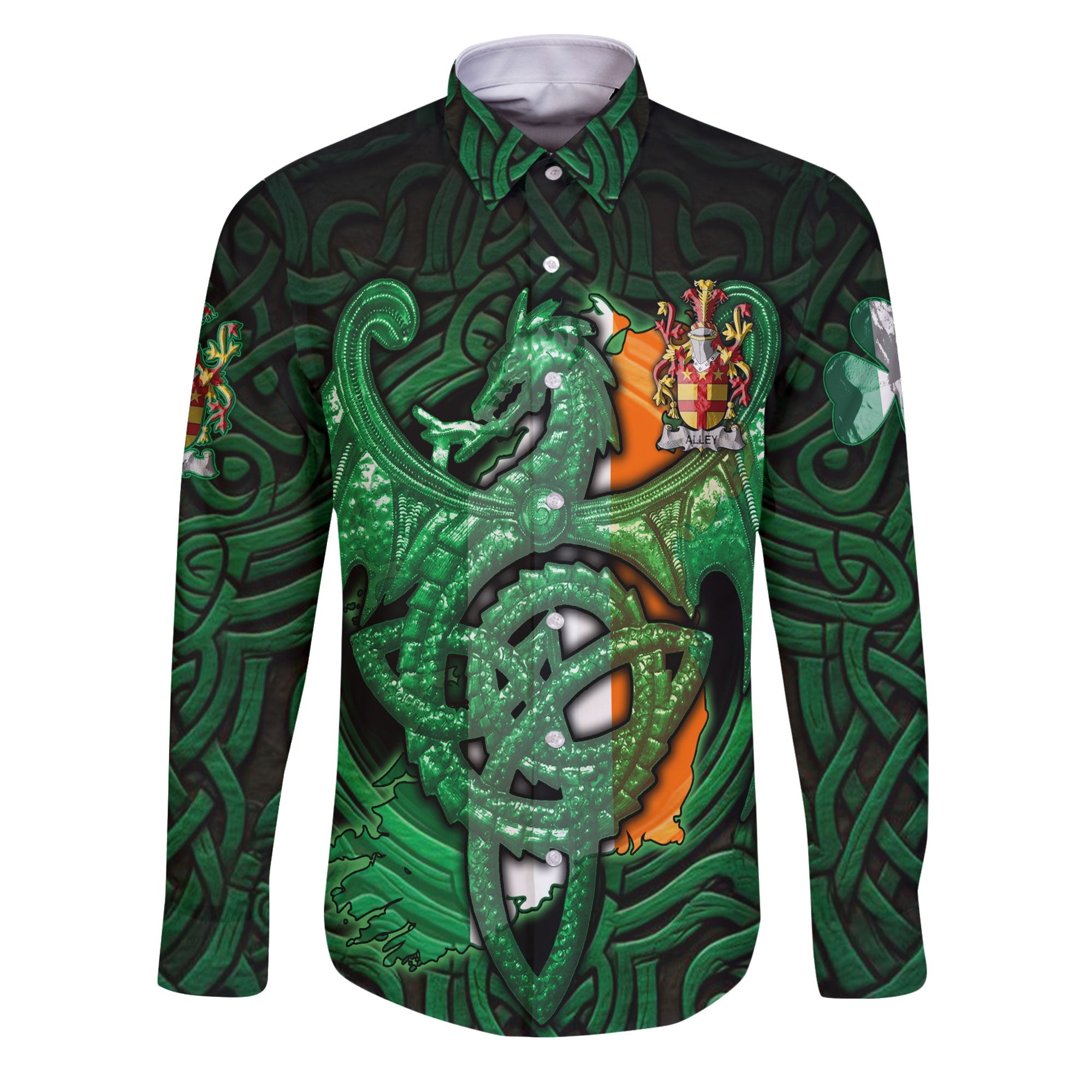 Alley Long Sleeve Button Shirts The Green Dragon Of Ireland Style