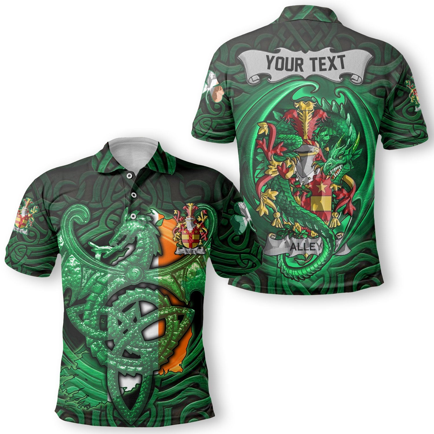 Alley Polo Shirts The Green Dragon Of Ireland Style