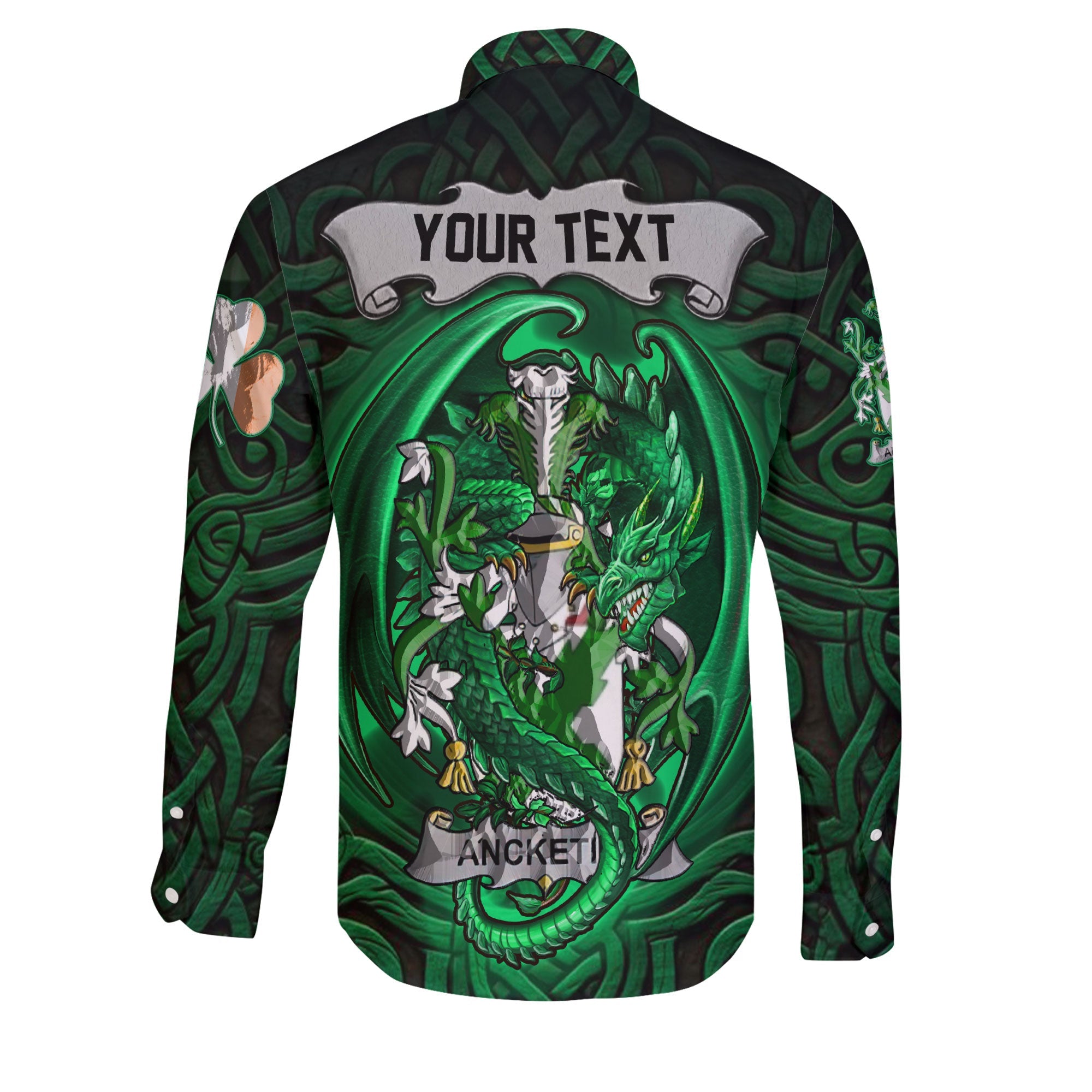 Ancketill Long Sleeve Button Shirts The Green Dragon Of Ireland Style