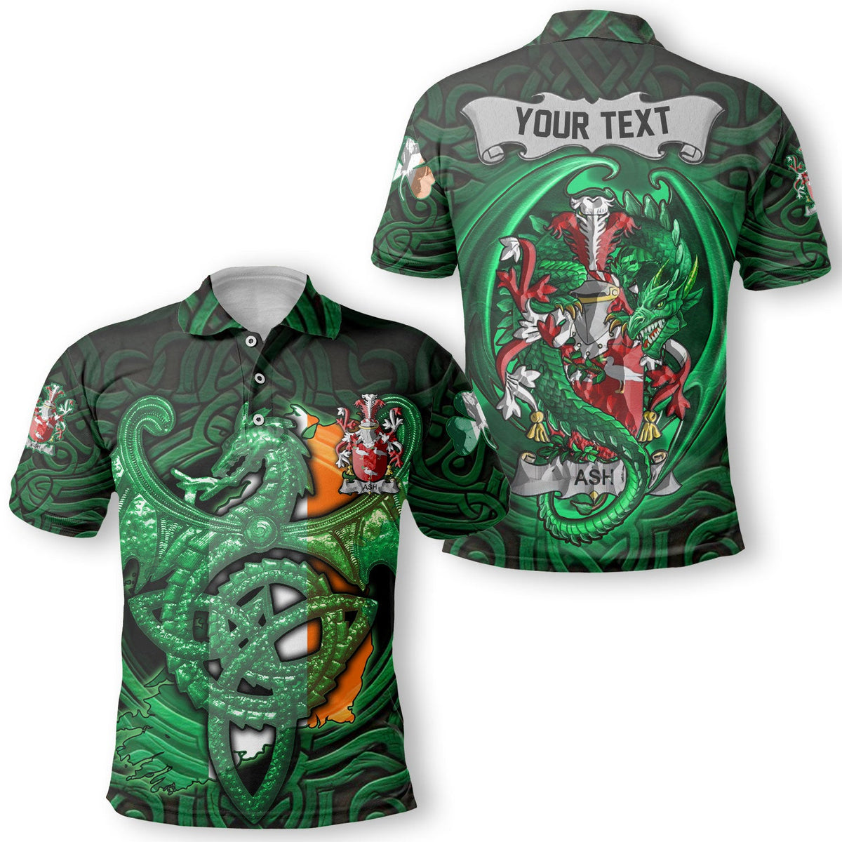 Ash Polo Shirts The Green Dragon Of Ireland Style