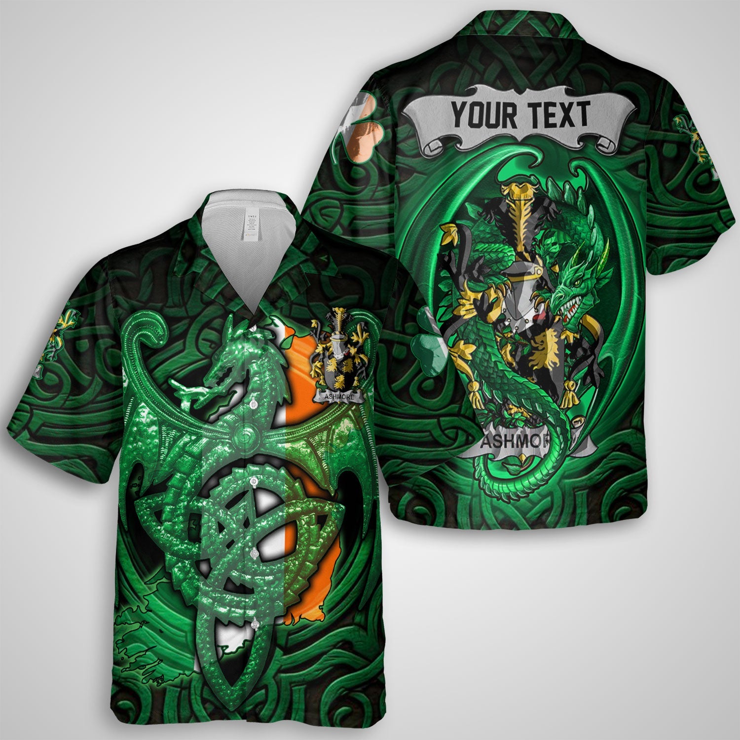 Ashmore Hawaiian Shirts The Green Dragon Of Ireland Style