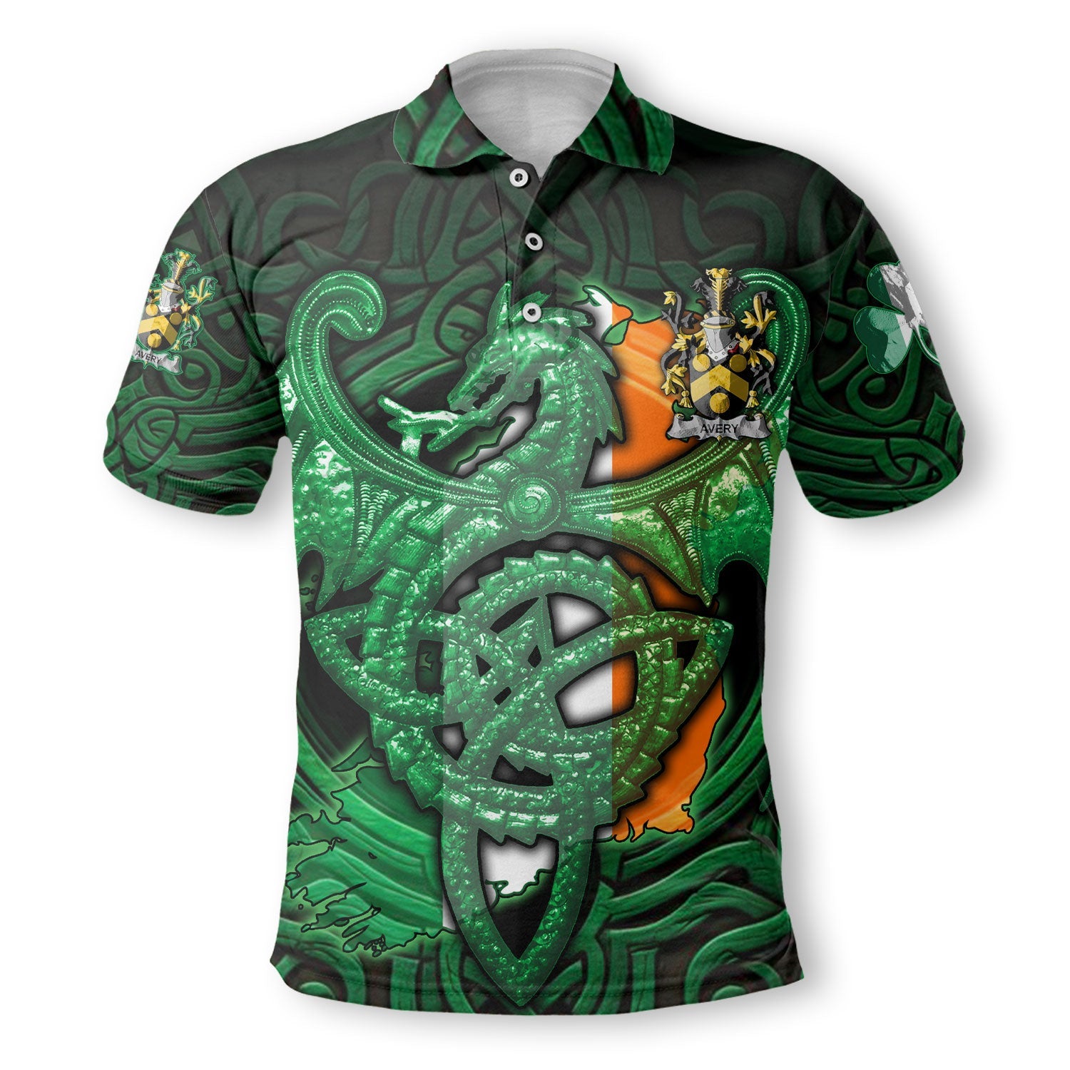 Avery Polo Shirts The Green Dragon Of Ireland Style