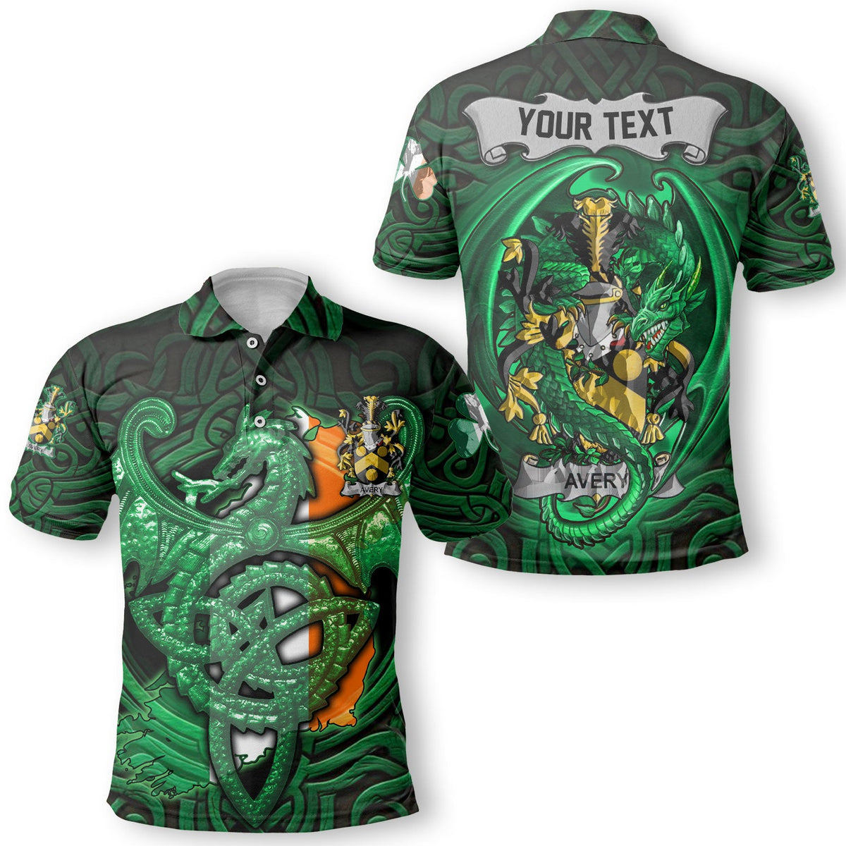 Avery Polo Shirts The Green Dragon Of Ireland Style