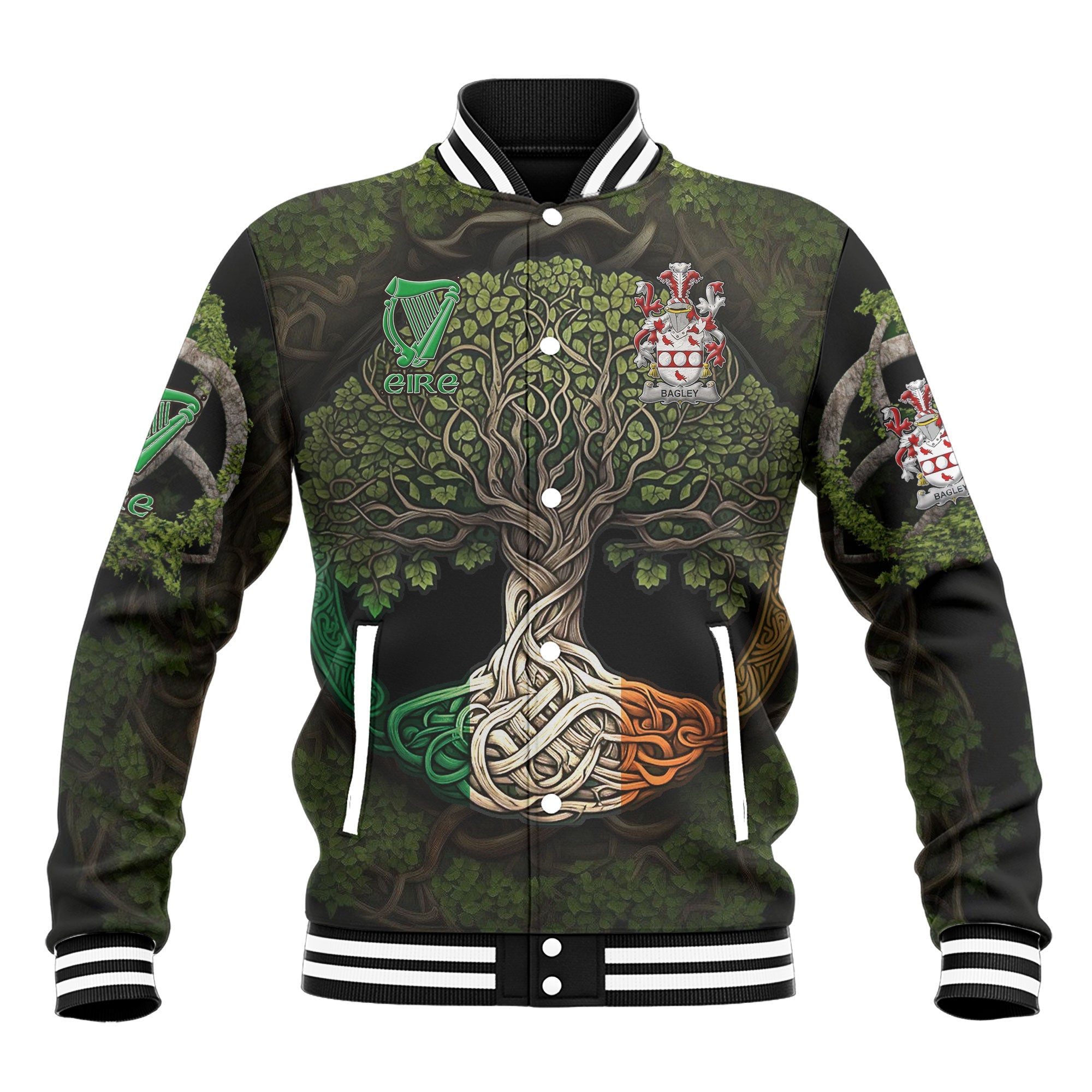 Bagley or Begley Baseball Jackets Ireland Is My Root Style