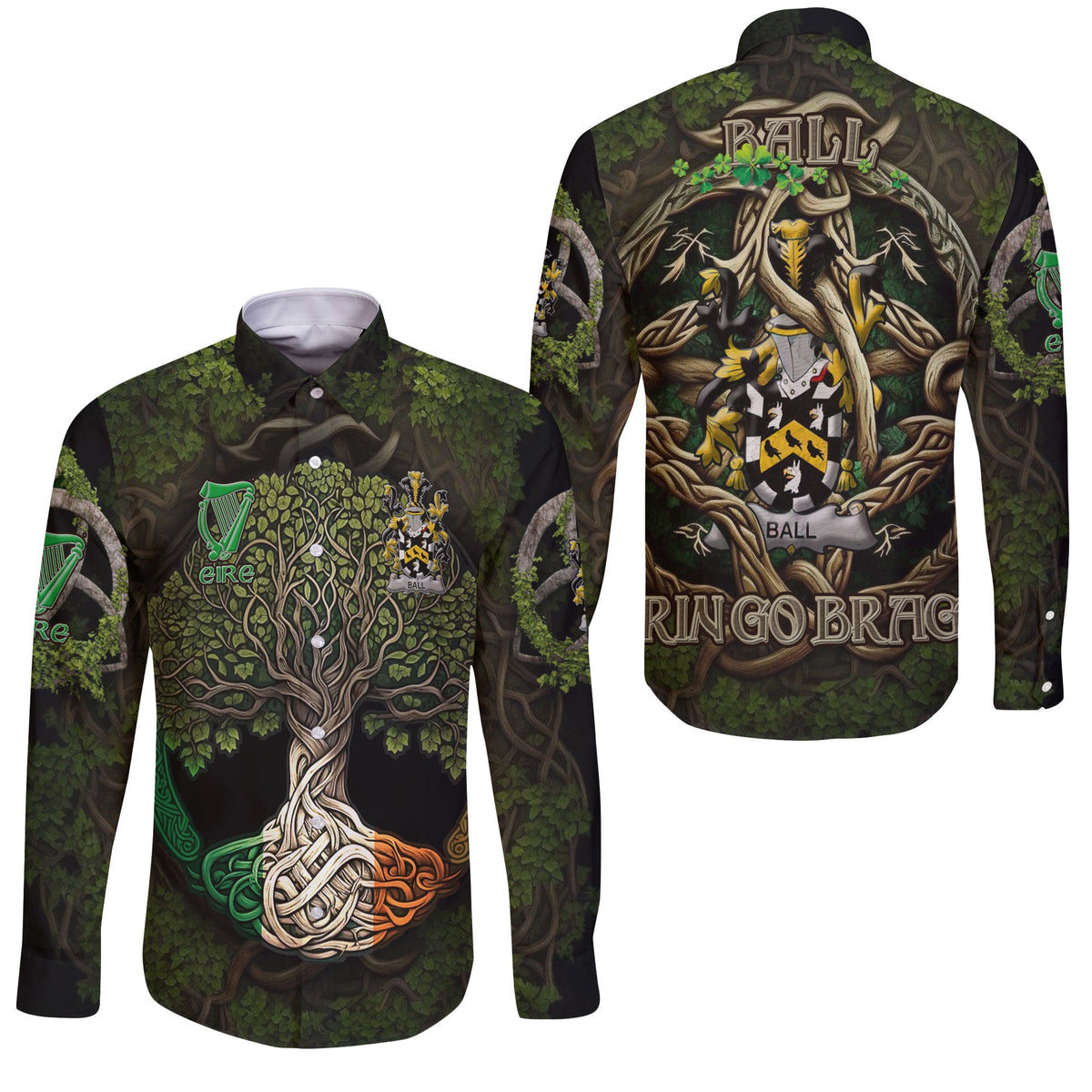 Ball Long Sleeve Button Shirts Ireland Is My Root Style