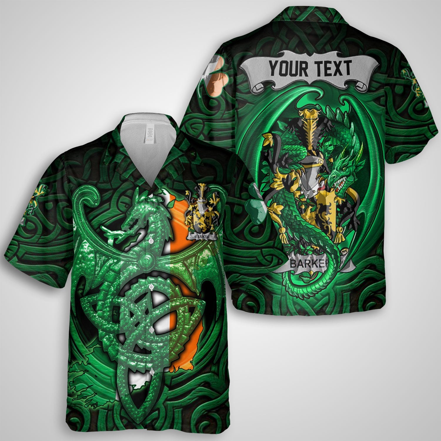 Barker Hawaiian Shirts The Green Dragon Of Ireland Style