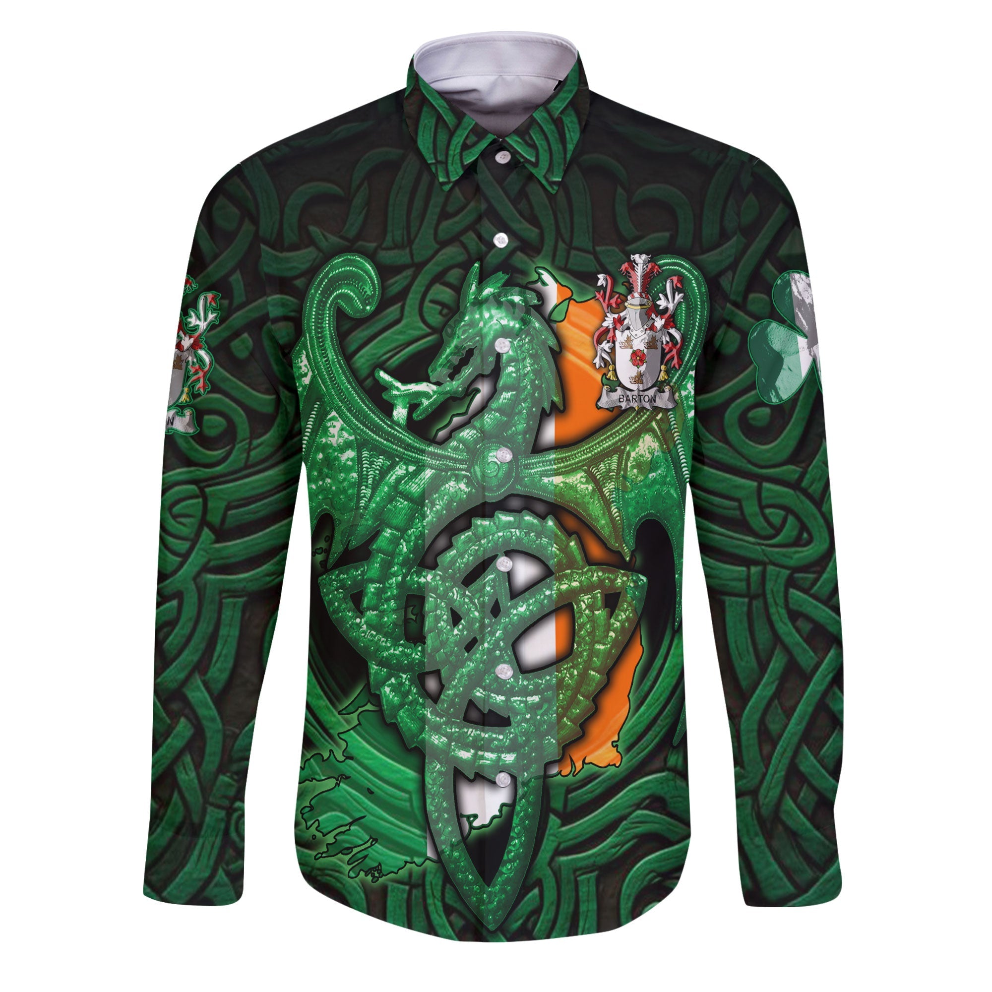 Barton Long Sleeve Button Shirts The Green Dragon Of Ireland Style