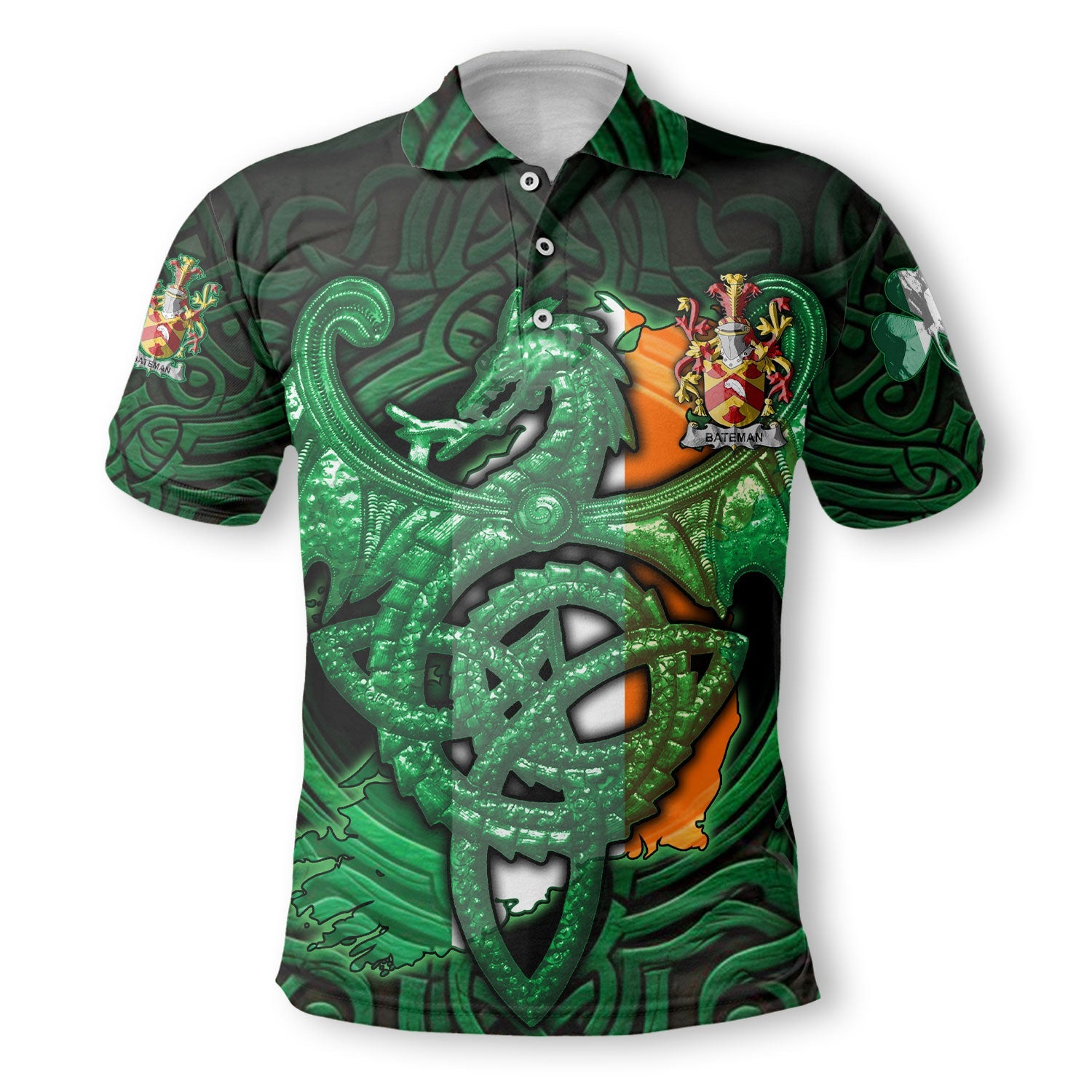 Bateman Polo Shirts The Green Dragon Of Ireland Style