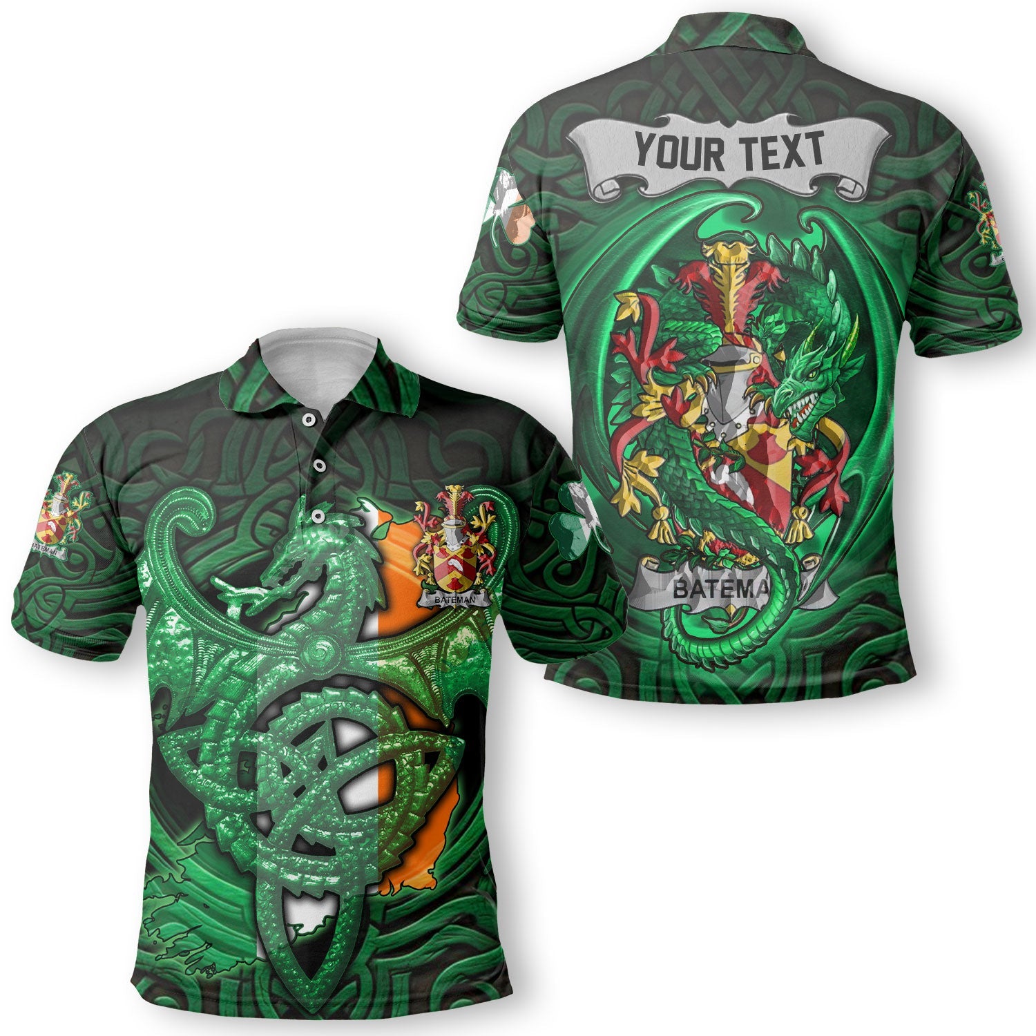 Bateman Polo Shirts The Green Dragon Of Ireland Style