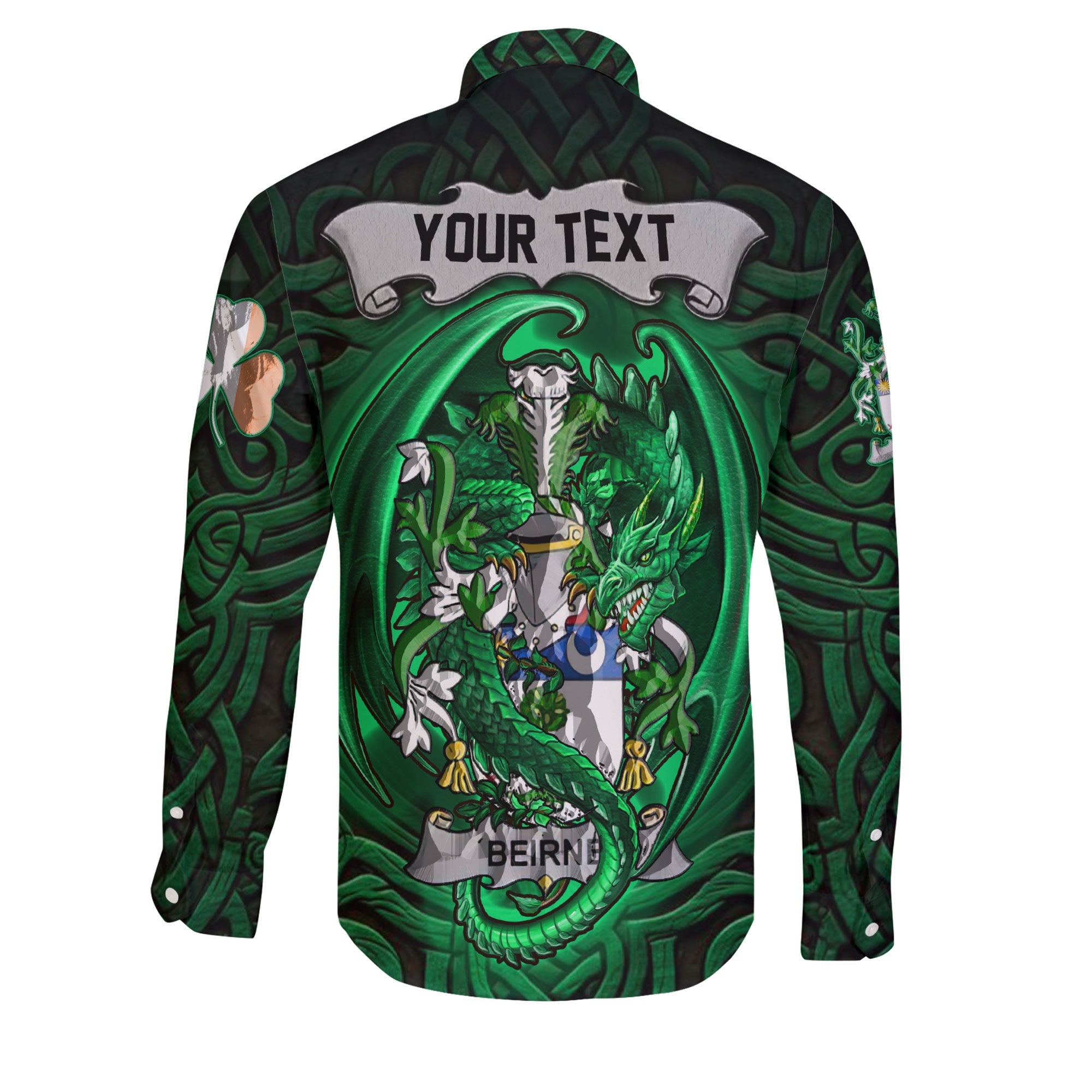 Beirne or O Beirne Long Sleeve Button Shirts The Green Dragon Of Ireland Style