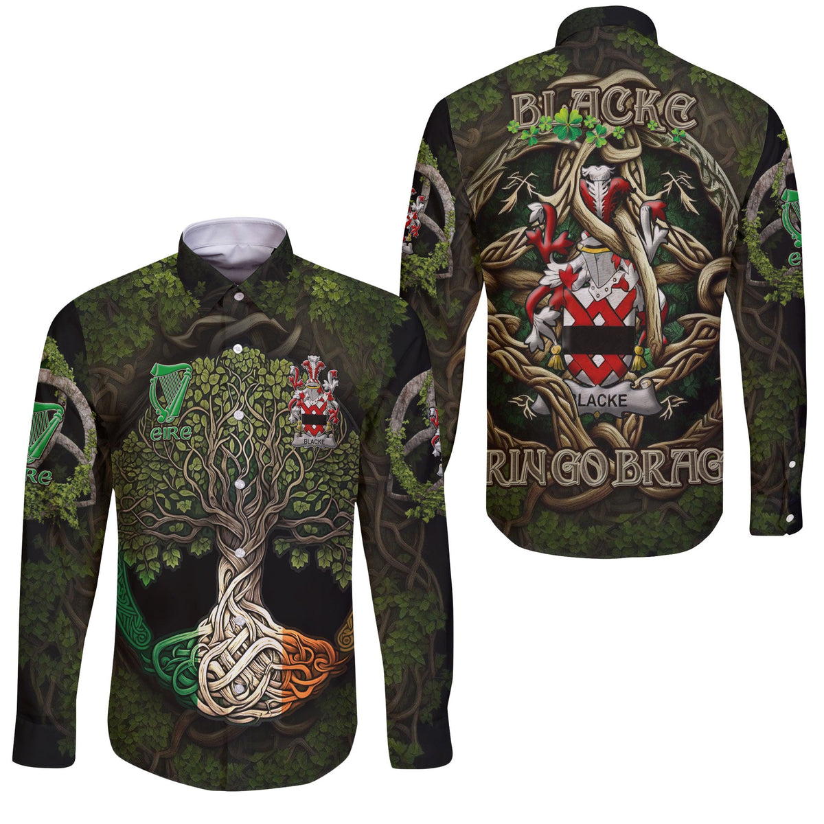 Blacke Long Sleeve Button Shirts Ireland Is My Root Style