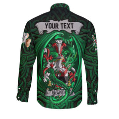 Blacke Long Sleeve Button Shirts The Green Dragon Of Ireland Style