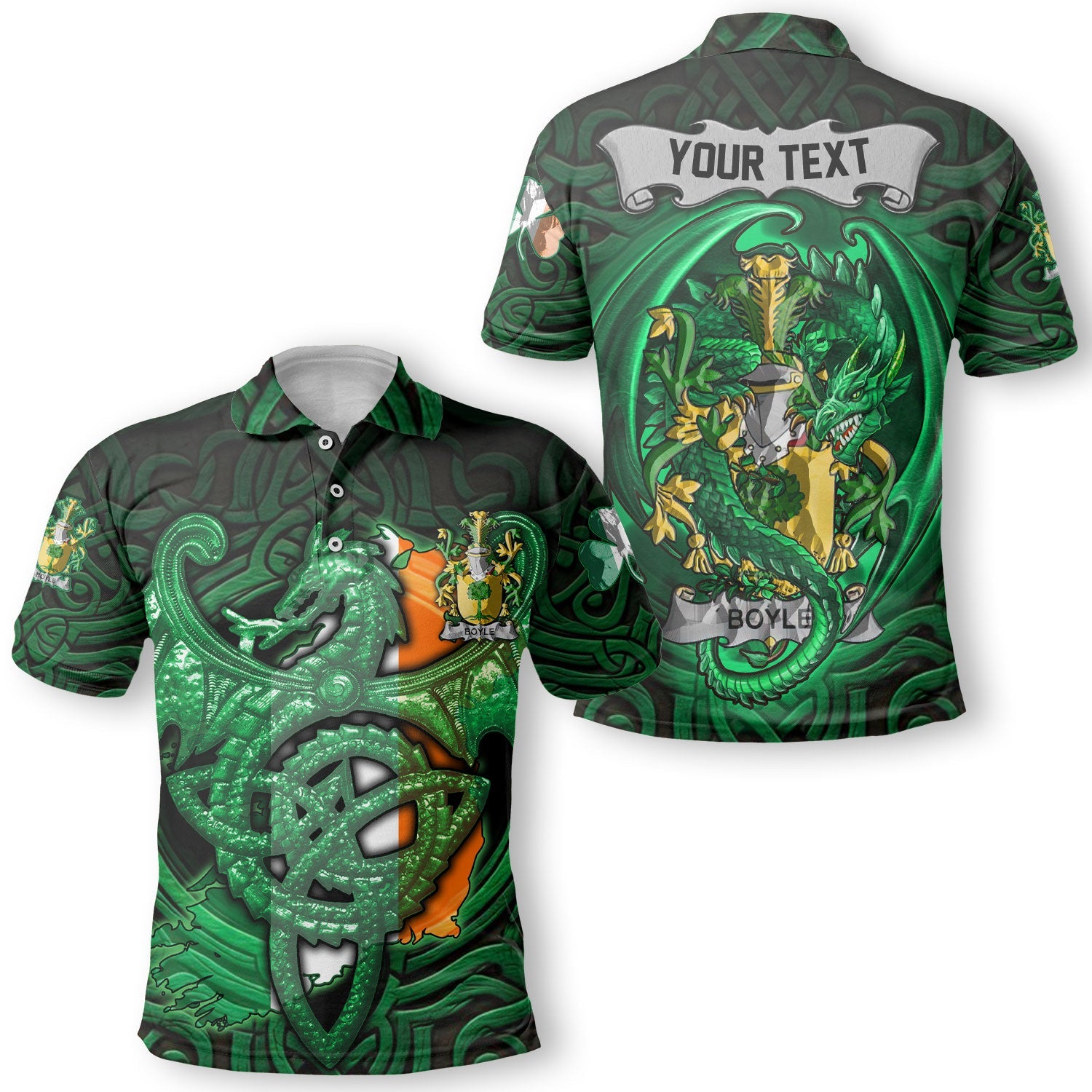 Boyle or O Boyle Polo Shirts The Green Dragon Of Ireland Style