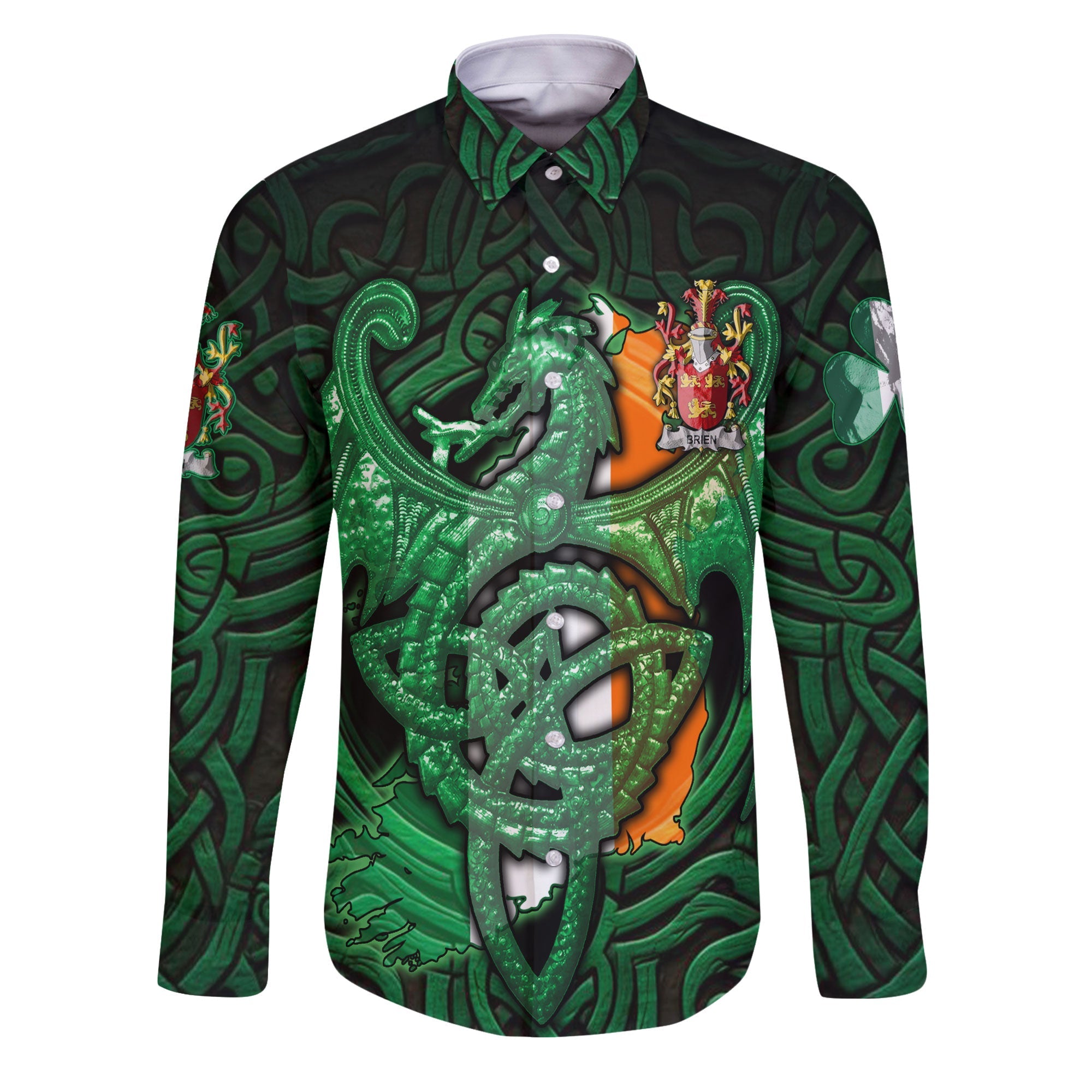 Brien or Bryan Long Sleeve Button Shirts The Green Dragon Of Ireland Style