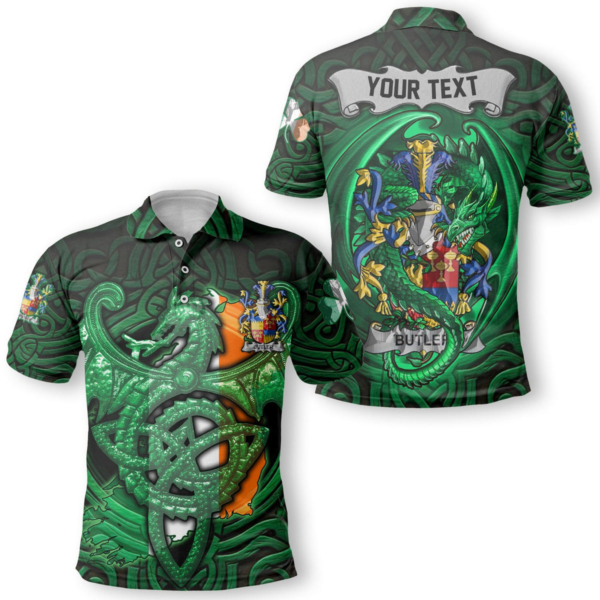 Butler Polo Shirts The Green Dragon Of Ireland Style