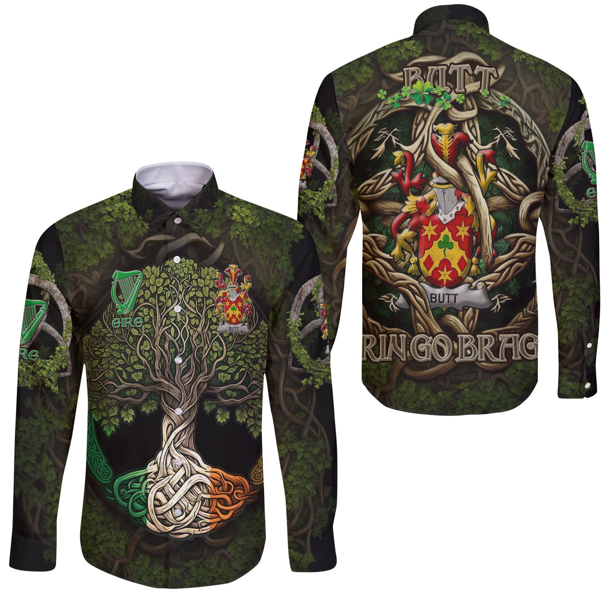 Butt Long Sleeve Button Shirts Ireland Is My Root Style