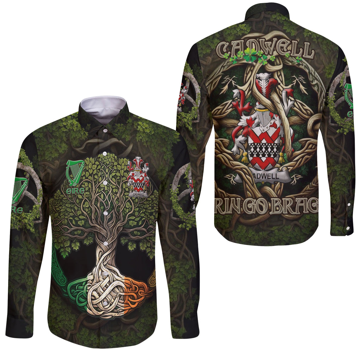 Cadwell or Caddell Long Sleeve Button Shirts Ireland Is My Root Style