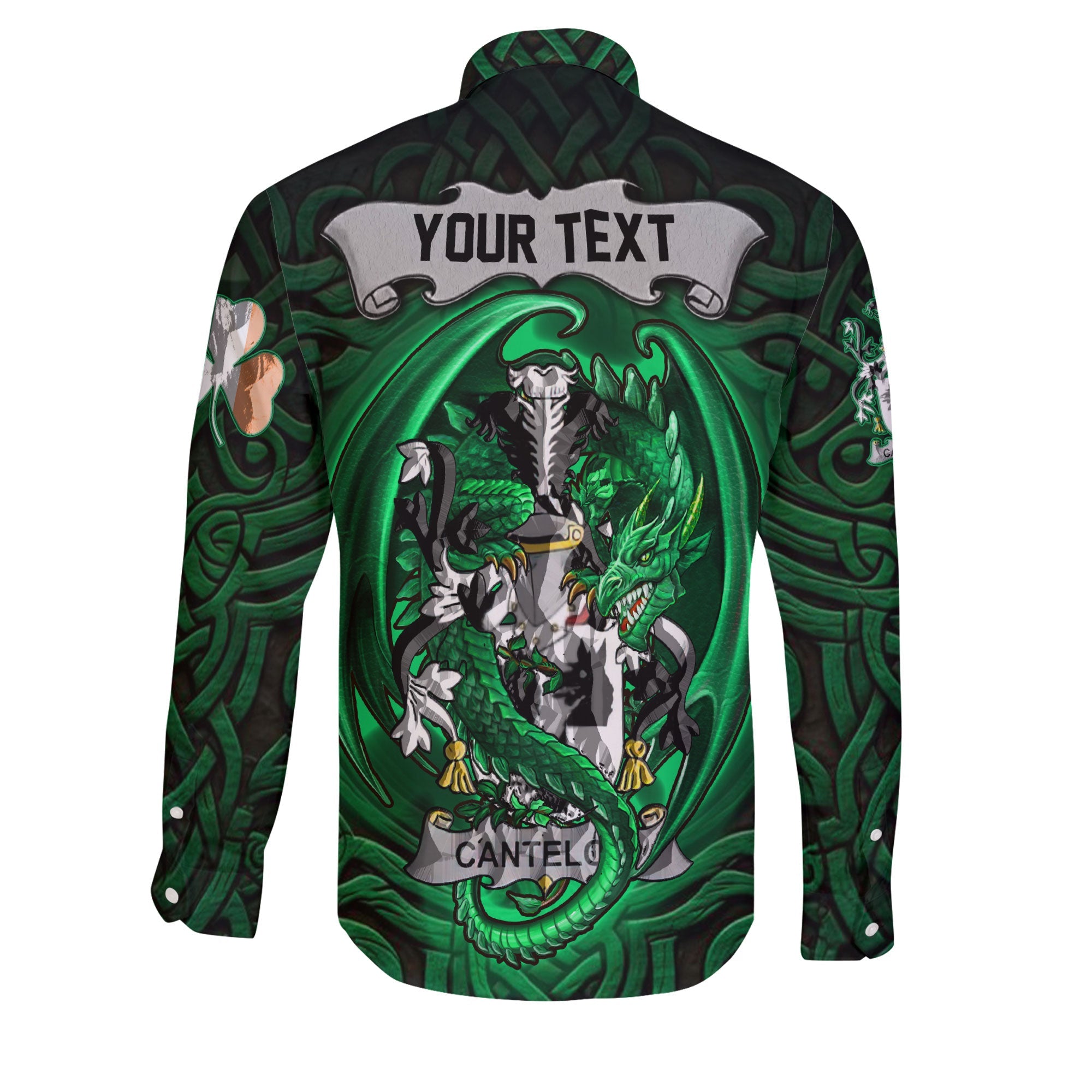 Cantelow or Cantelowe Long Sleeve Button Shirts The Green Dragon Of Ireland Style
