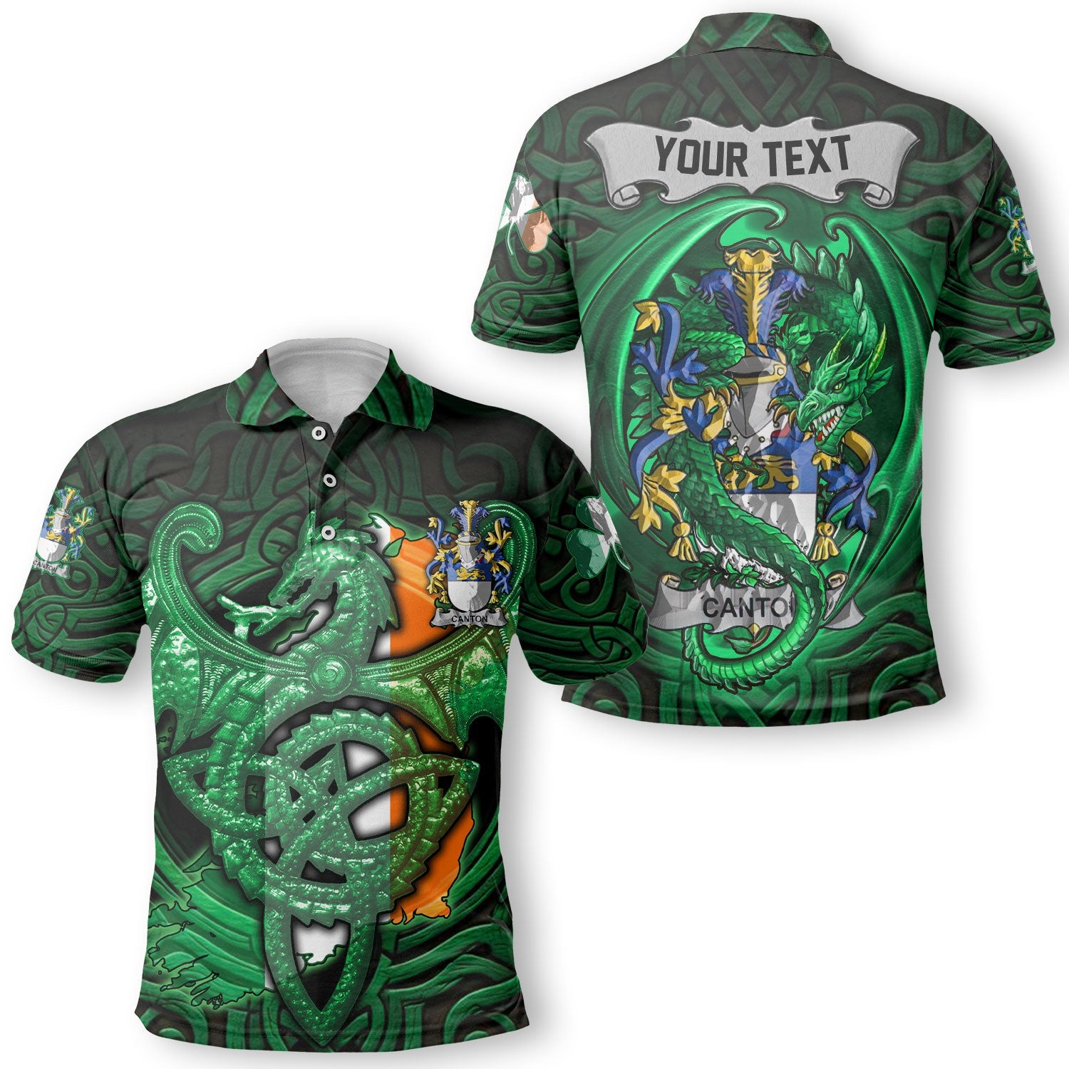 Canton Polo Shirts The Green Dragon Of Ireland Style