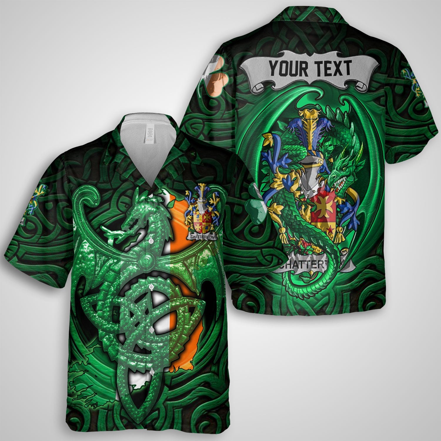 Chatterton Hawaiian Shirts The Green Dragon Of Ireland Style