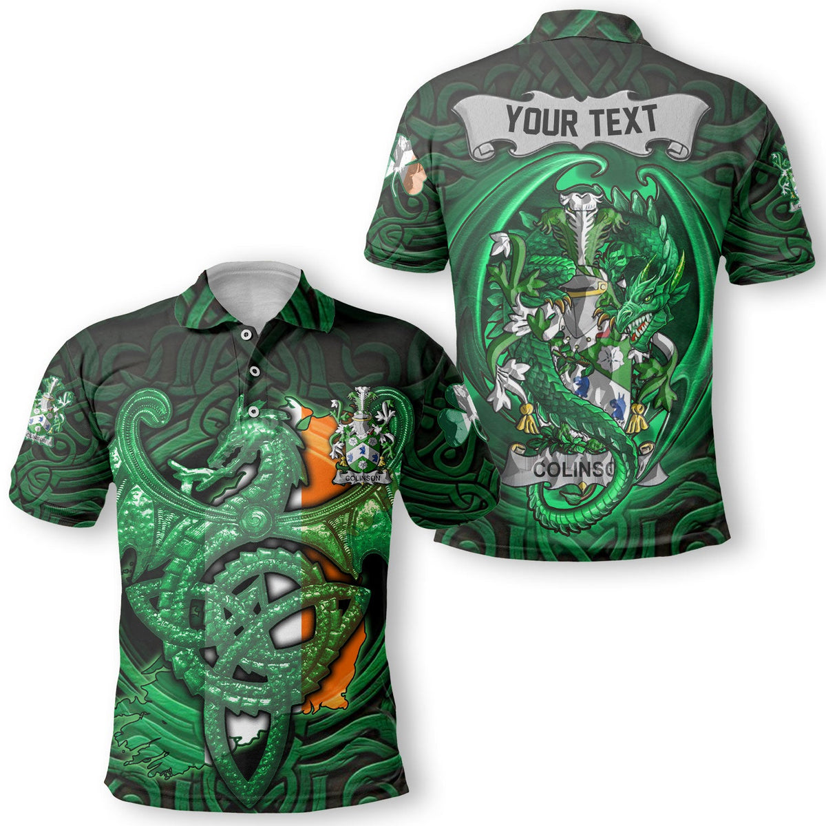 Colinson Polo Shirts The Green Dragon Of Ireland Style