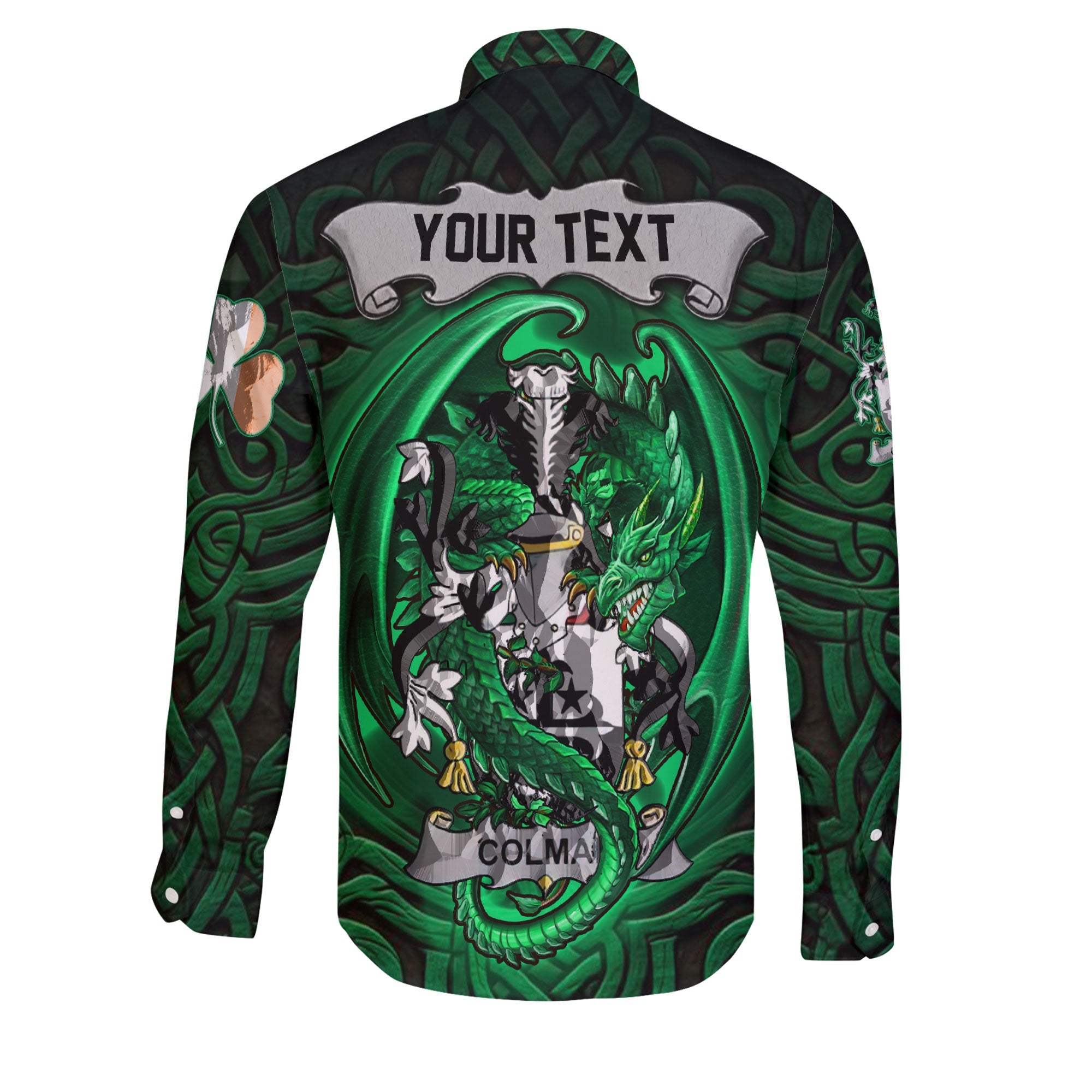 Colman or McColman Long Sleeve Button Shirts The Green Dragon Of Ireland Style