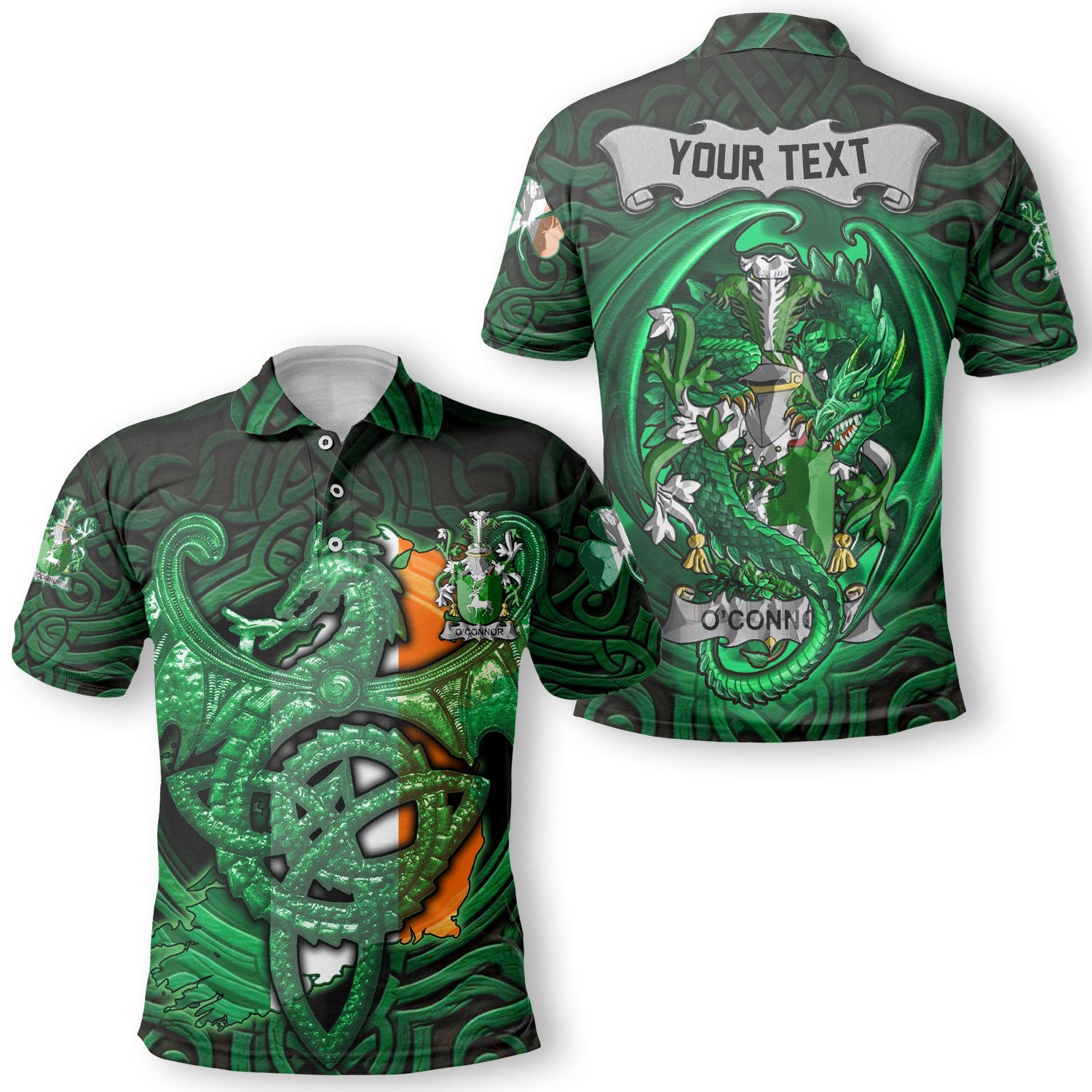 Connor or O Connor Corcomroe Polo Shirts The Green Dragon Of Ireland Style
