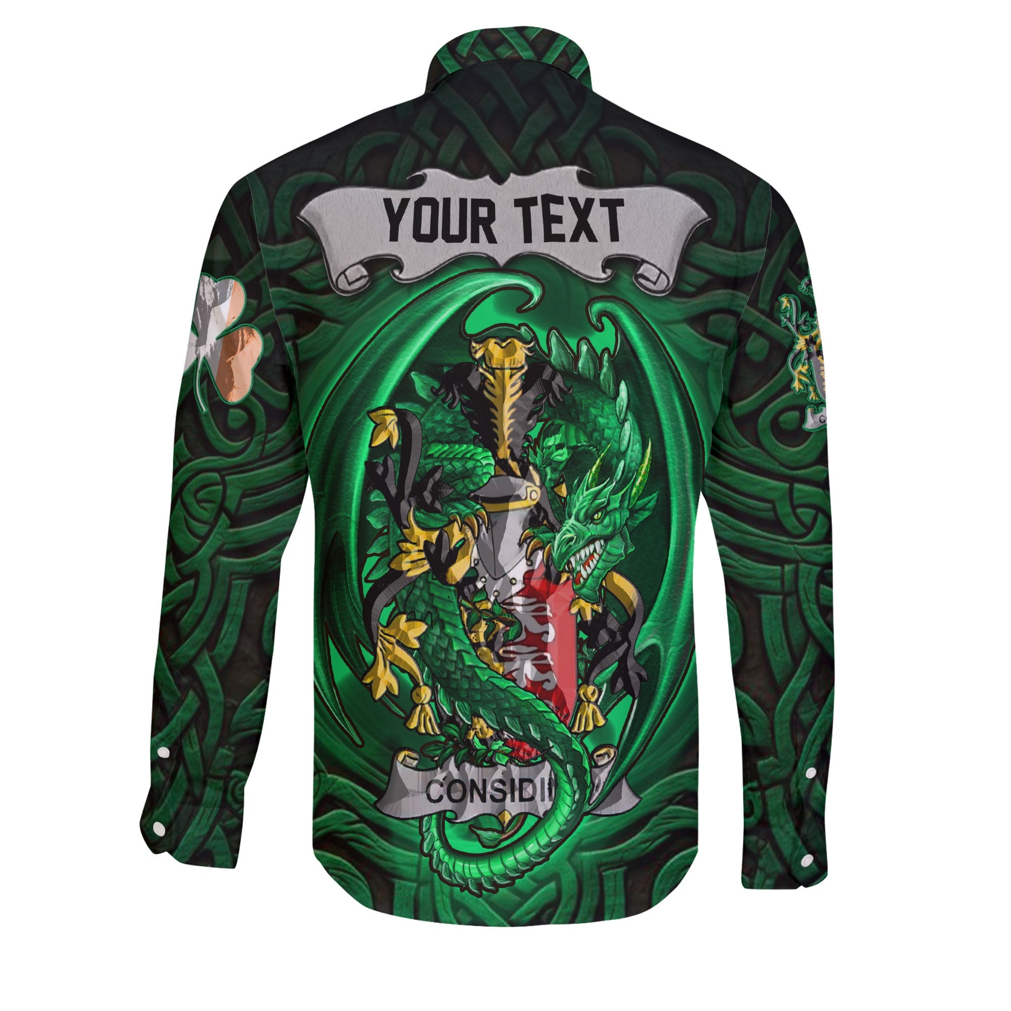 Considine or McConsidine Long Sleeve Button Shirts The Green Dragon Of Ireland Style