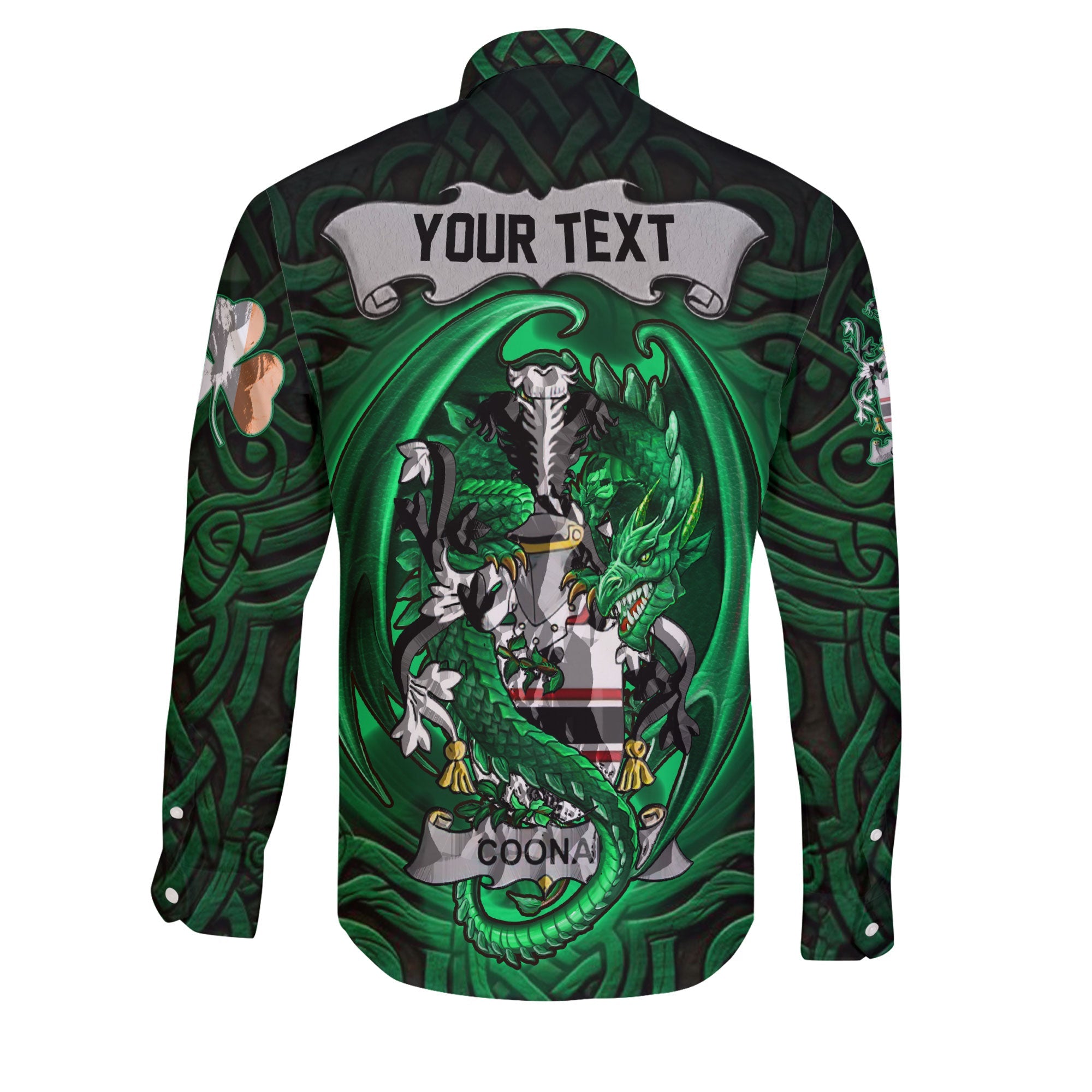 Coonan or O Conan Long Sleeve Button Shirts The Green Dragon Of Ireland Style