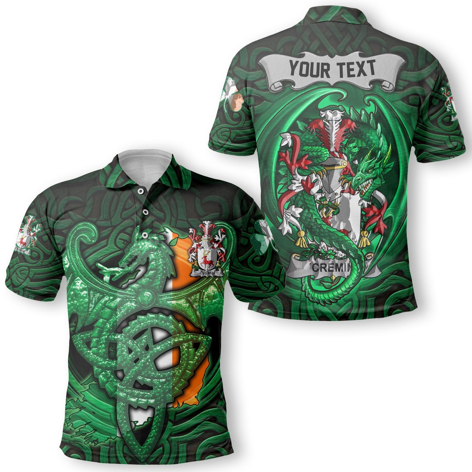 Cremin or O Cremin Polo Shirts The Green Dragon Of Ireland Style