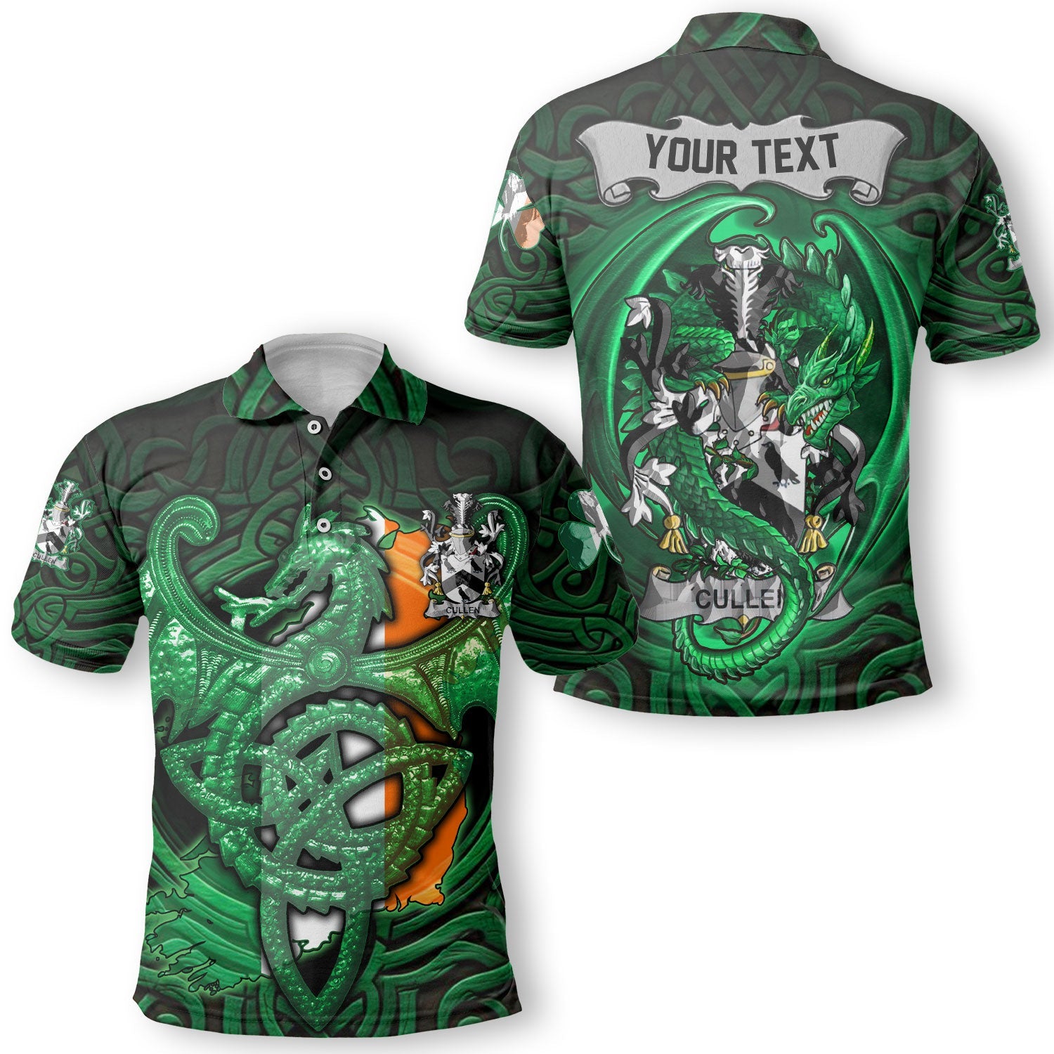 Cullen or McCullen Polo Shirts The Green Dragon Of Ireland Style