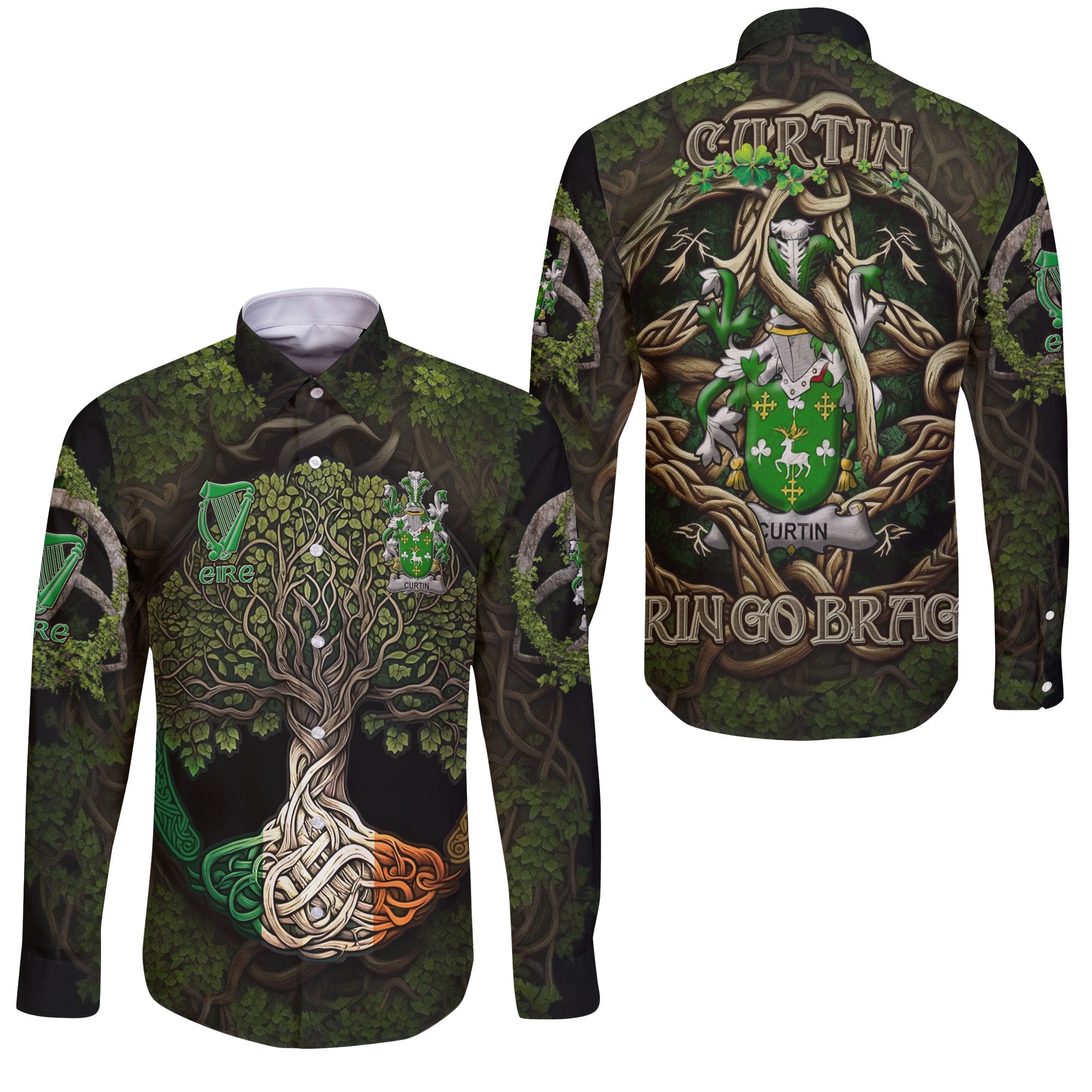 Curtin or McCurtin Long Sleeve Button Shirts Ireland Is My Root Style