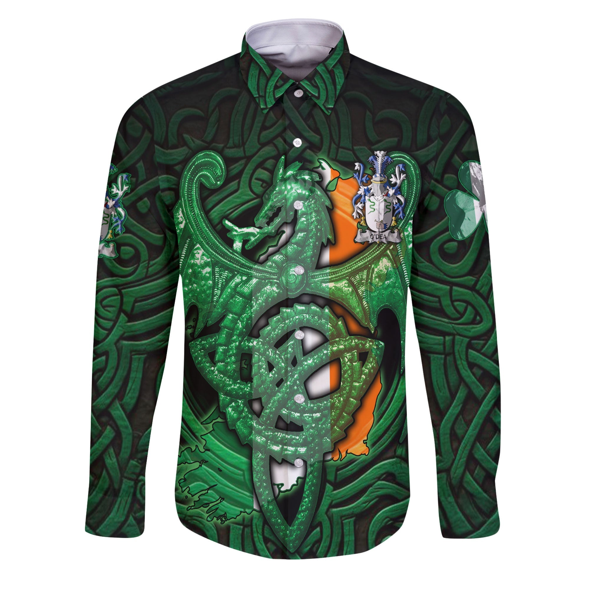 Dea or O Dea Long Sleeve Button Shirts The Green Dragon Of Ireland Style