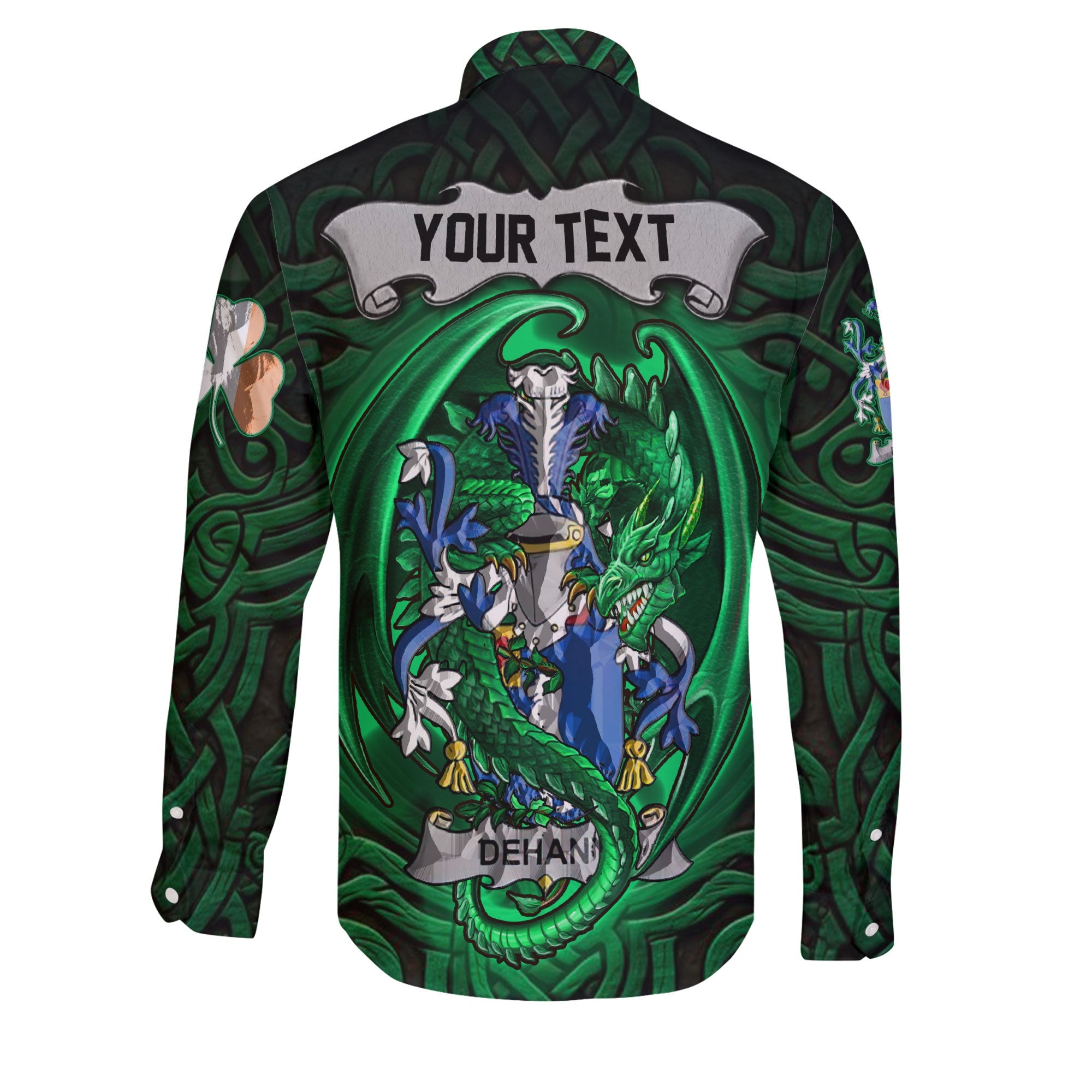 Dehany Long Sleeve Button Shirts The Green Dragon Of Ireland Style