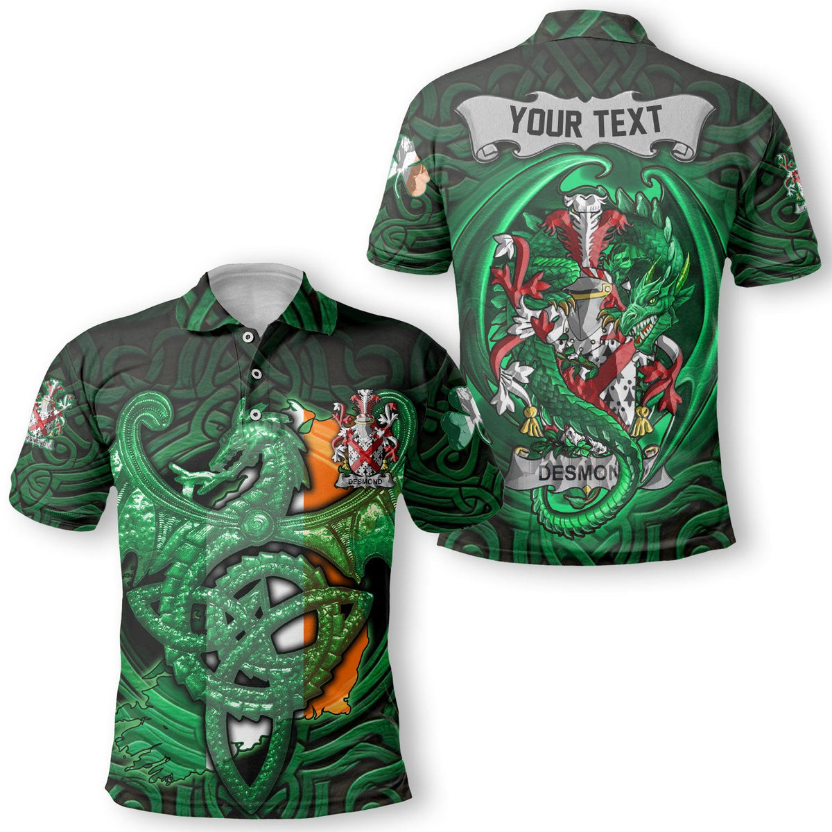 Desmond Polo Shirts The Green Dragon Of Ireland Style
