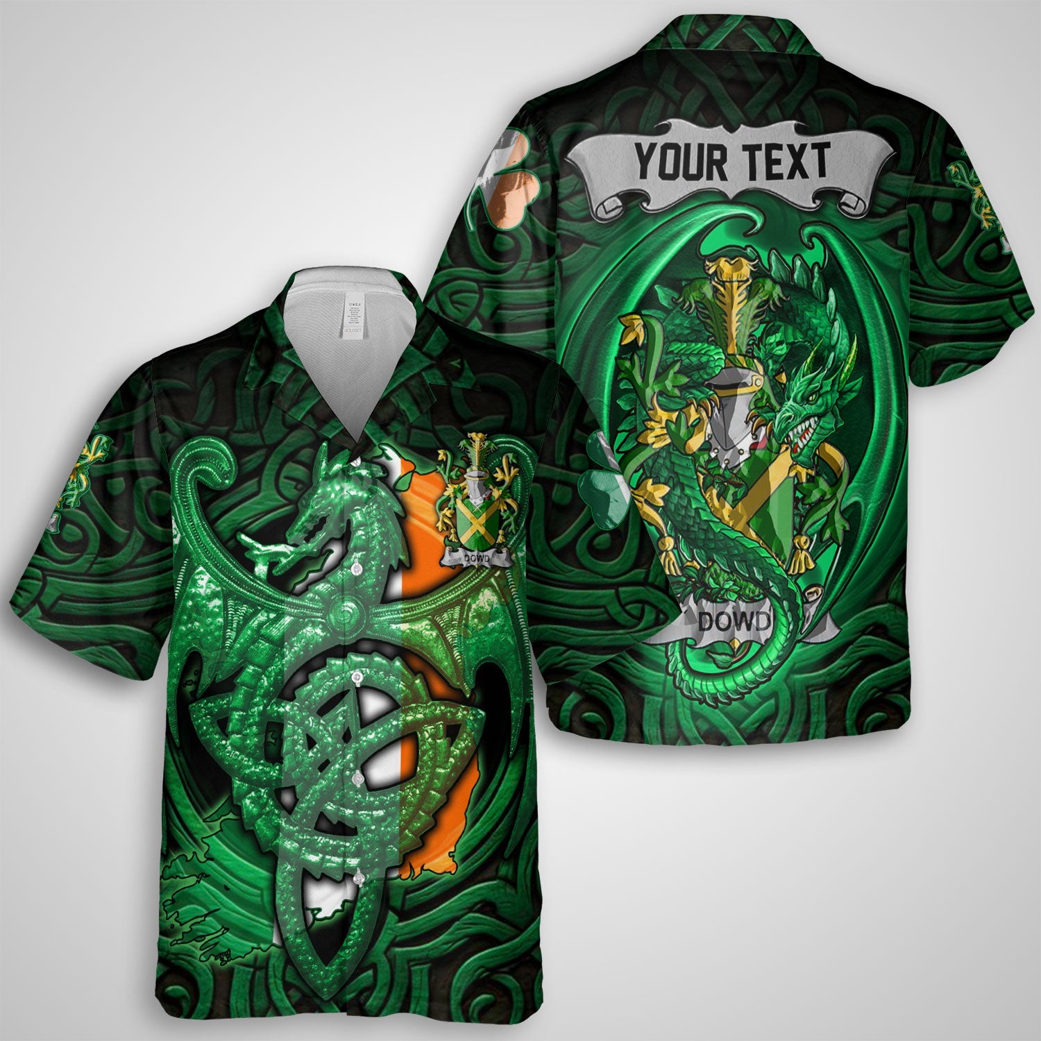 Dowd or O Dowd Hawaiian Shirts The Green Dragon Of Ireland Style