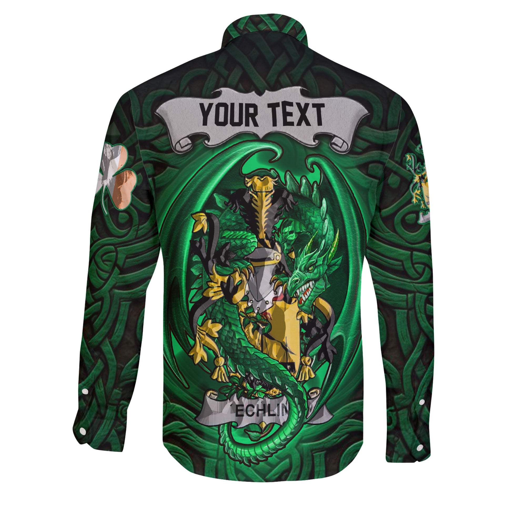 Echlin Long Sleeve Button Shirts The Green Dragon Of Ireland Style