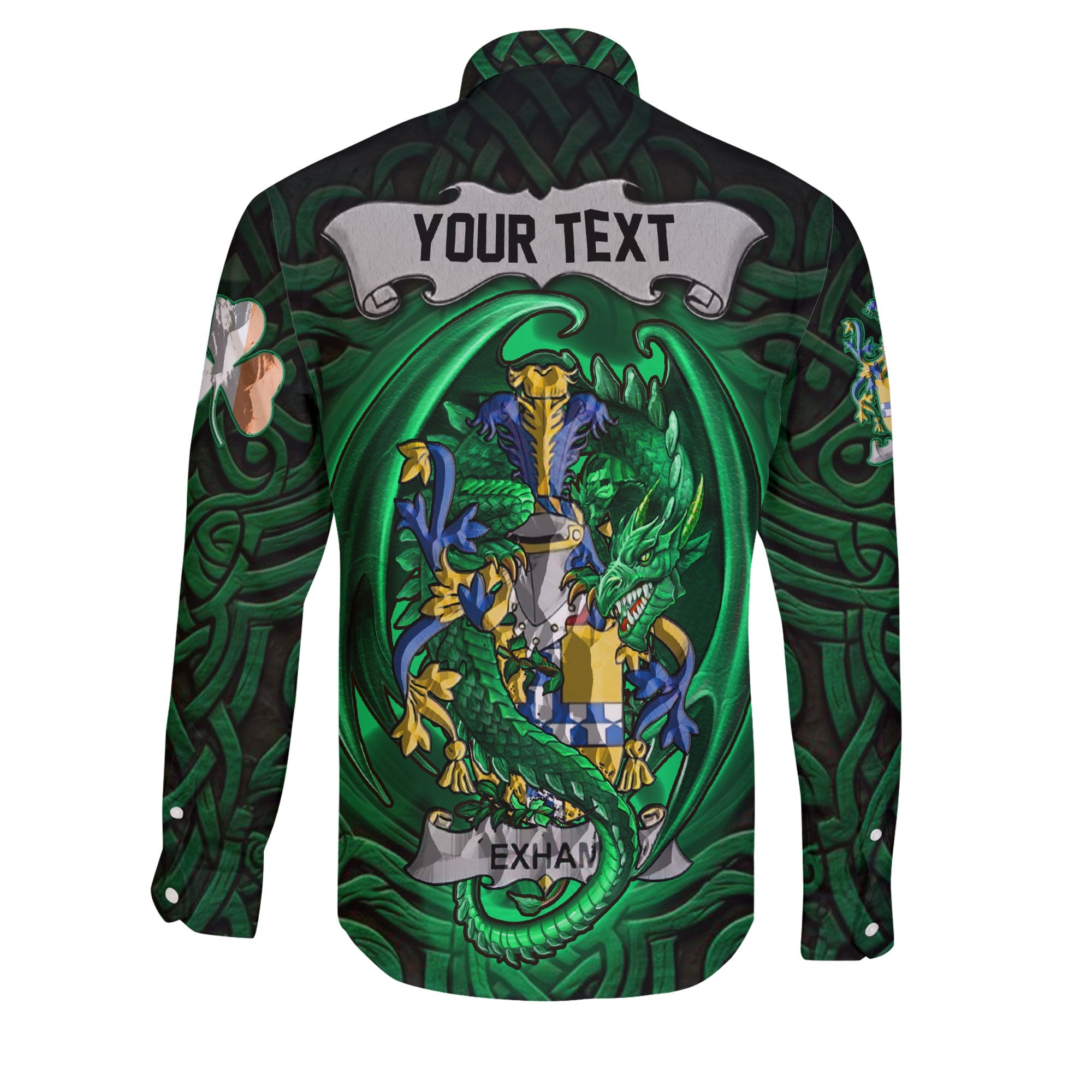 Exham Long Sleeve Button Shirts The Green Dragon Of Ireland Style