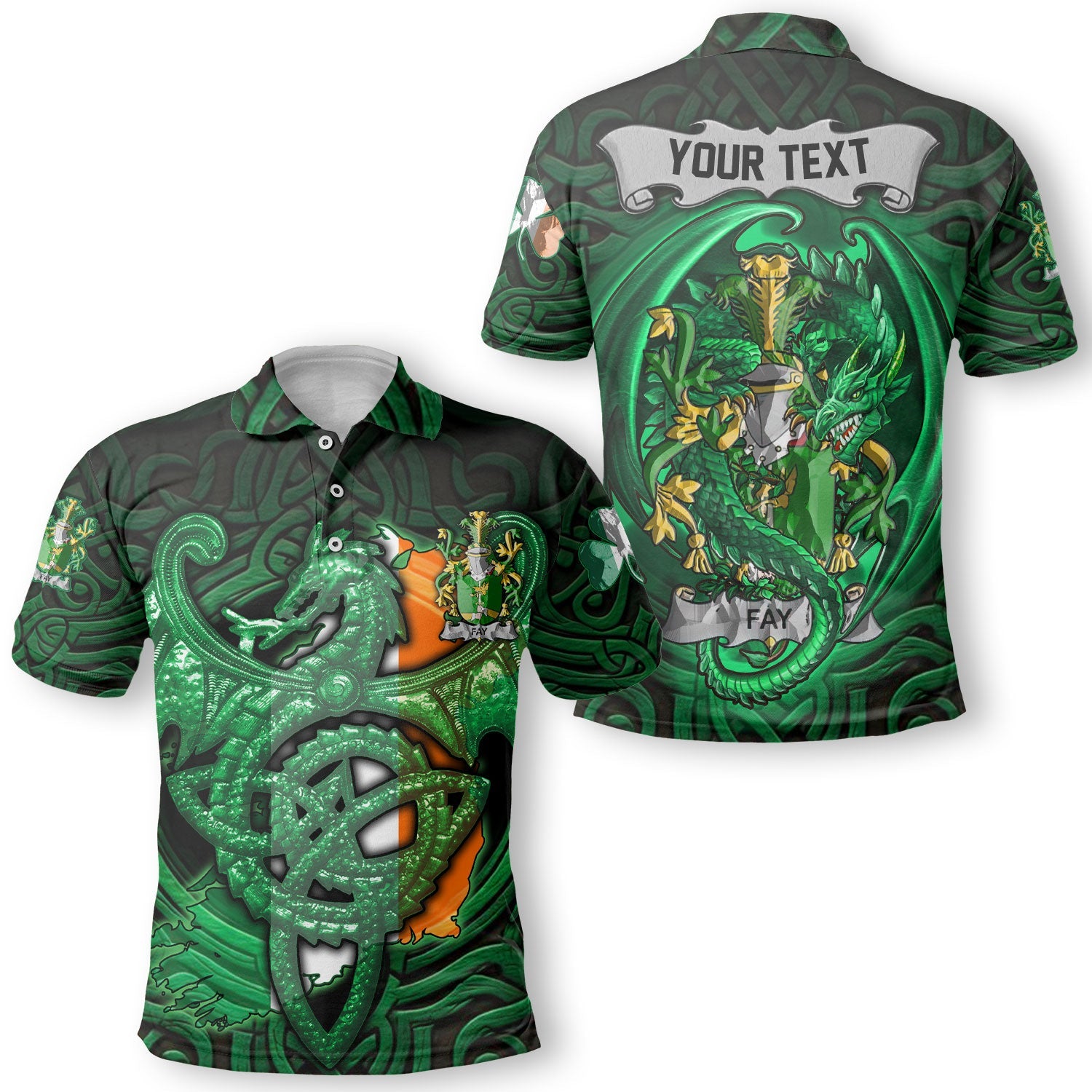 Fay or O Fee Polo Shirts The Green Dragon Of Ireland Style